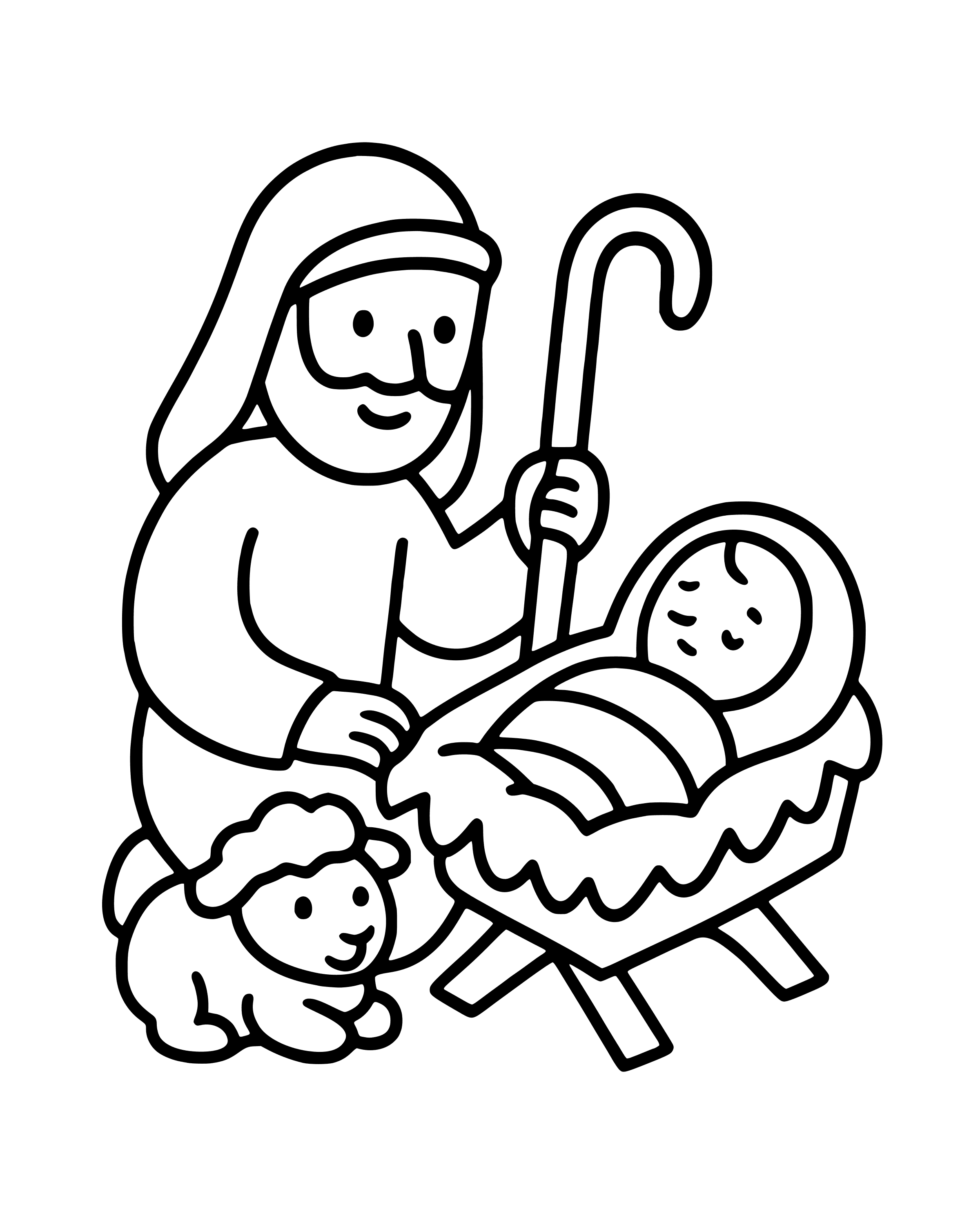 Easy The Shepherds Visit Baby Jesus coloring page