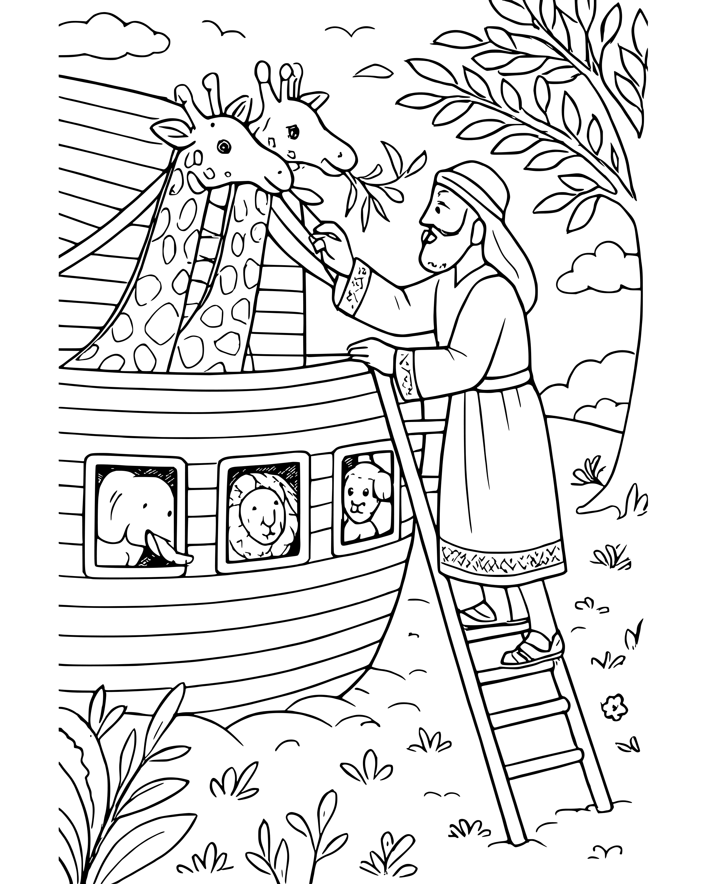 Detailed Two by Two: Giraffes coloring page
