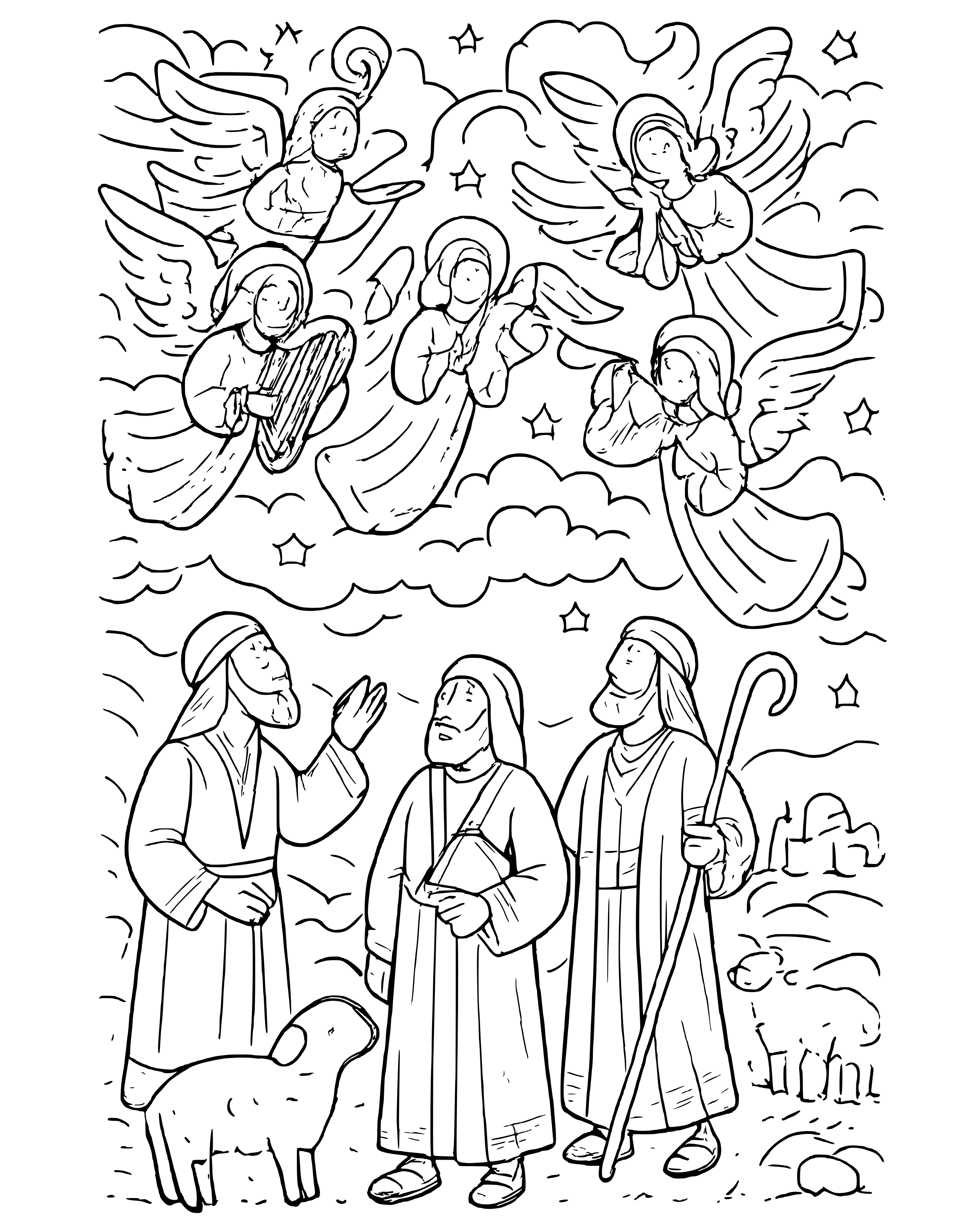 Detailed Glory to God: The Angel Choir coloring page