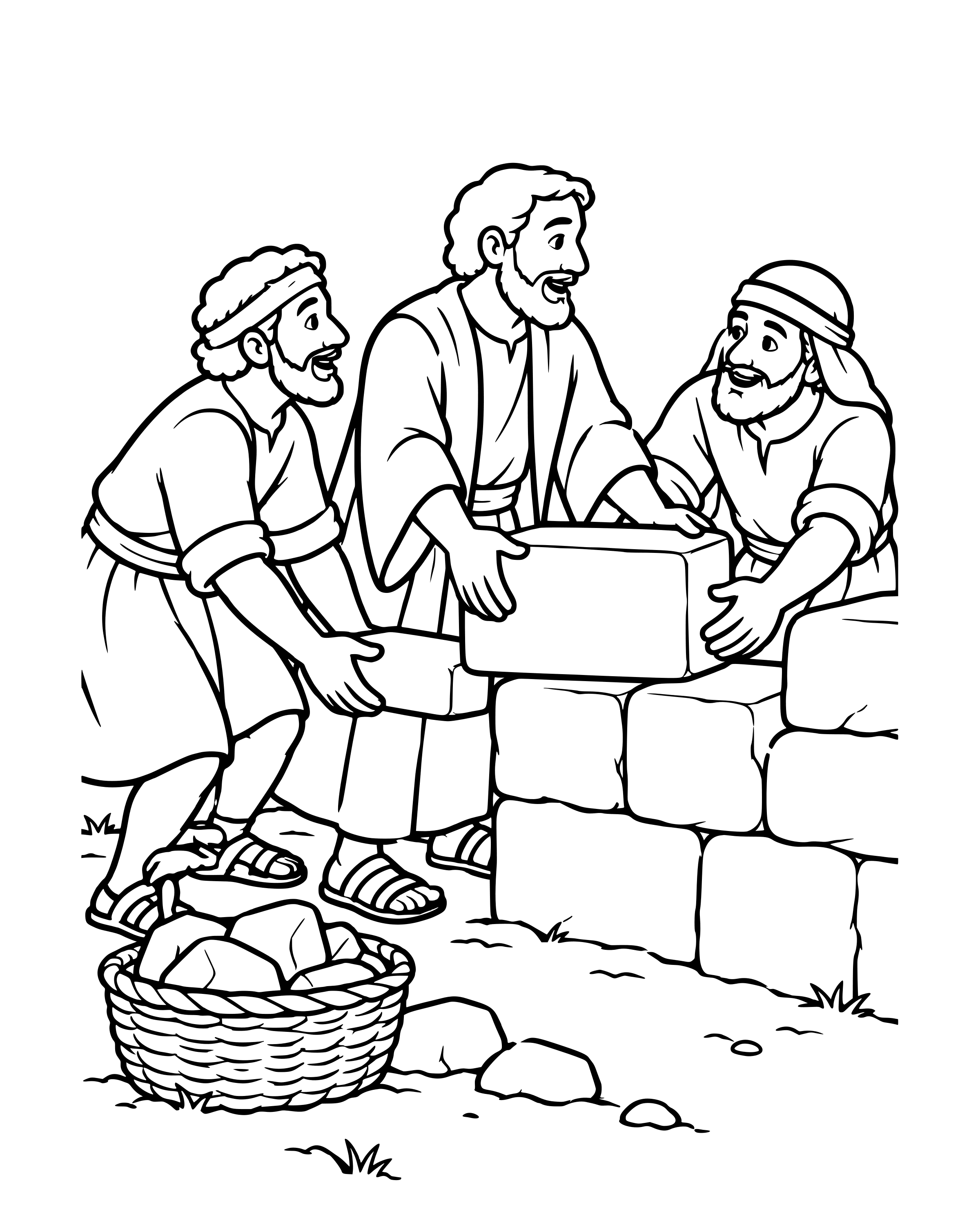 Simple Rebuilding the Walls of Jerusalem coloring page