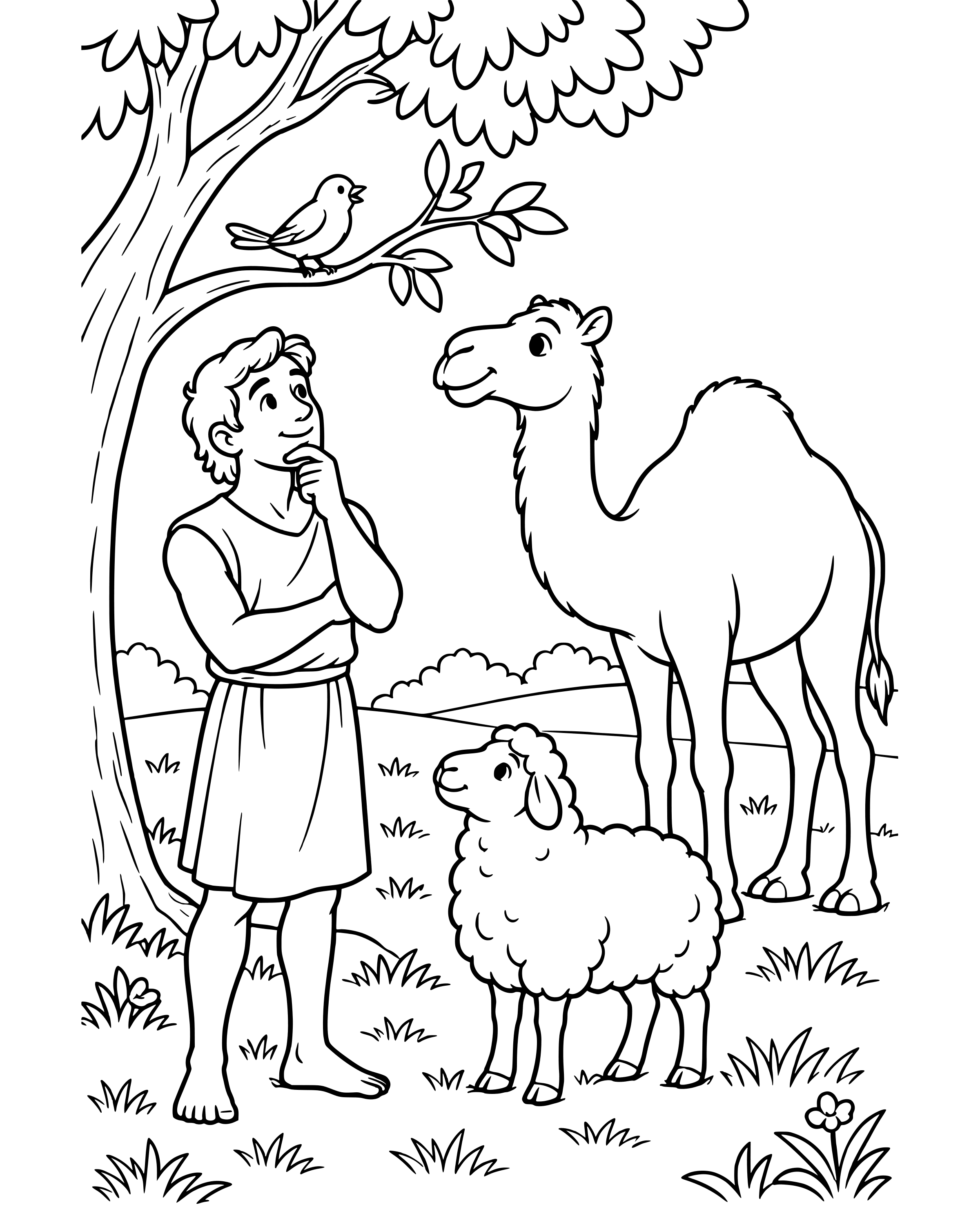 Simple Adam Names the Animals coloring page