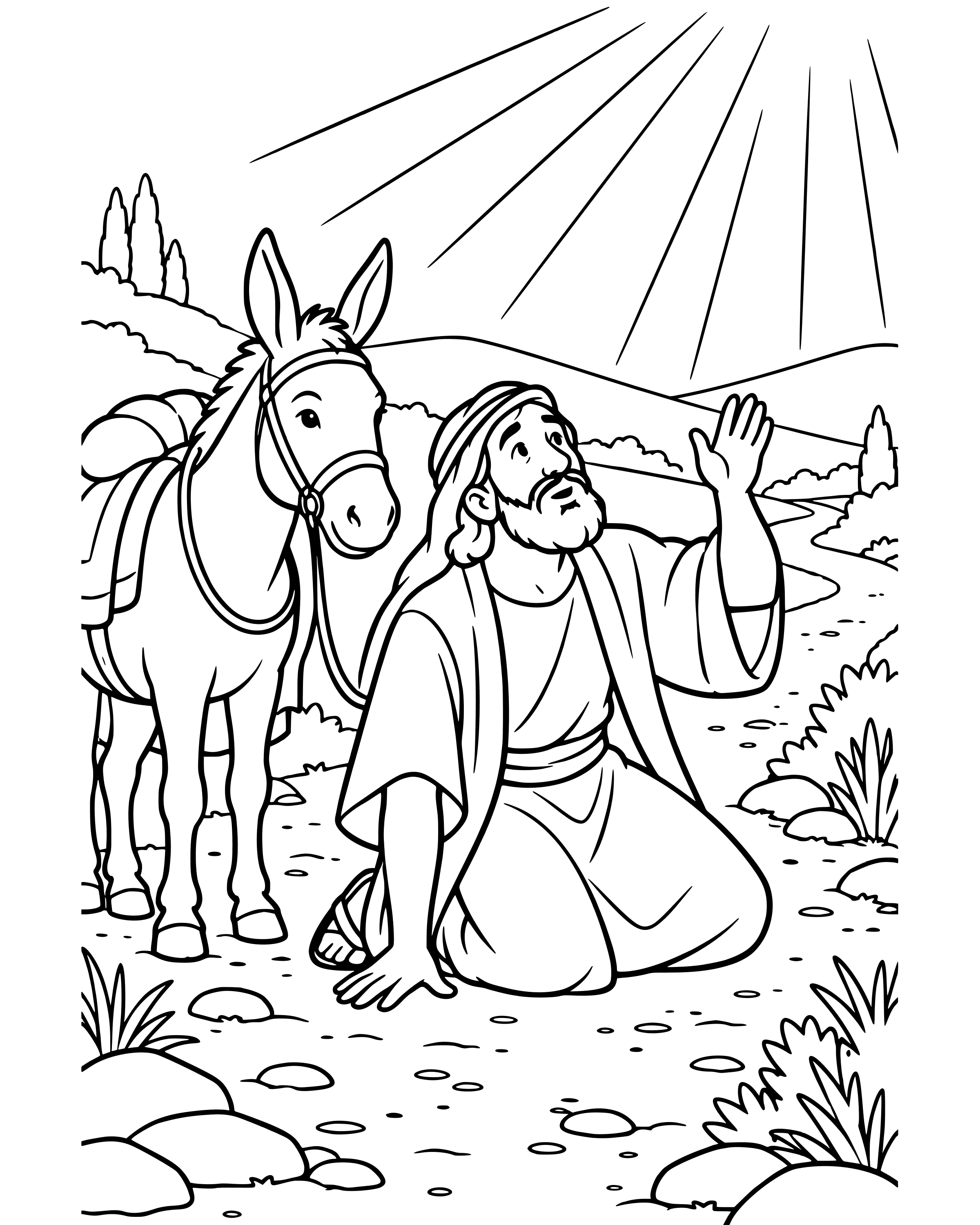 Simple A Bright Light on the Road coloring page