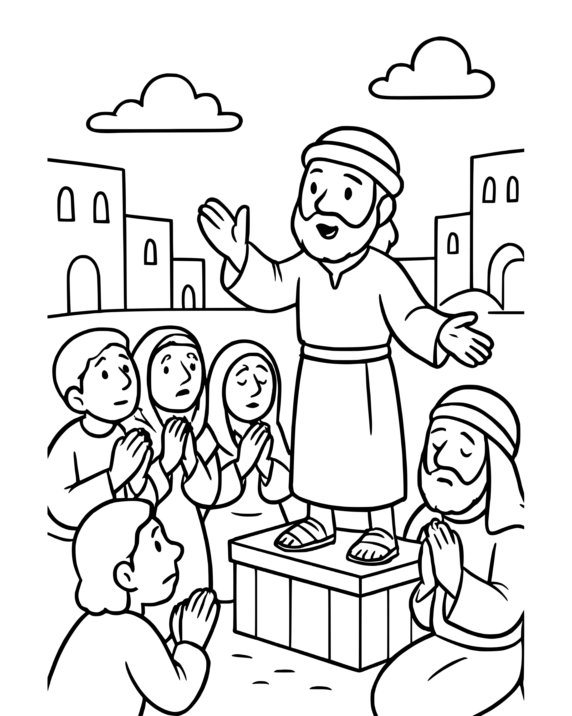 Simple Jonah Goes to Nineveh coloring page