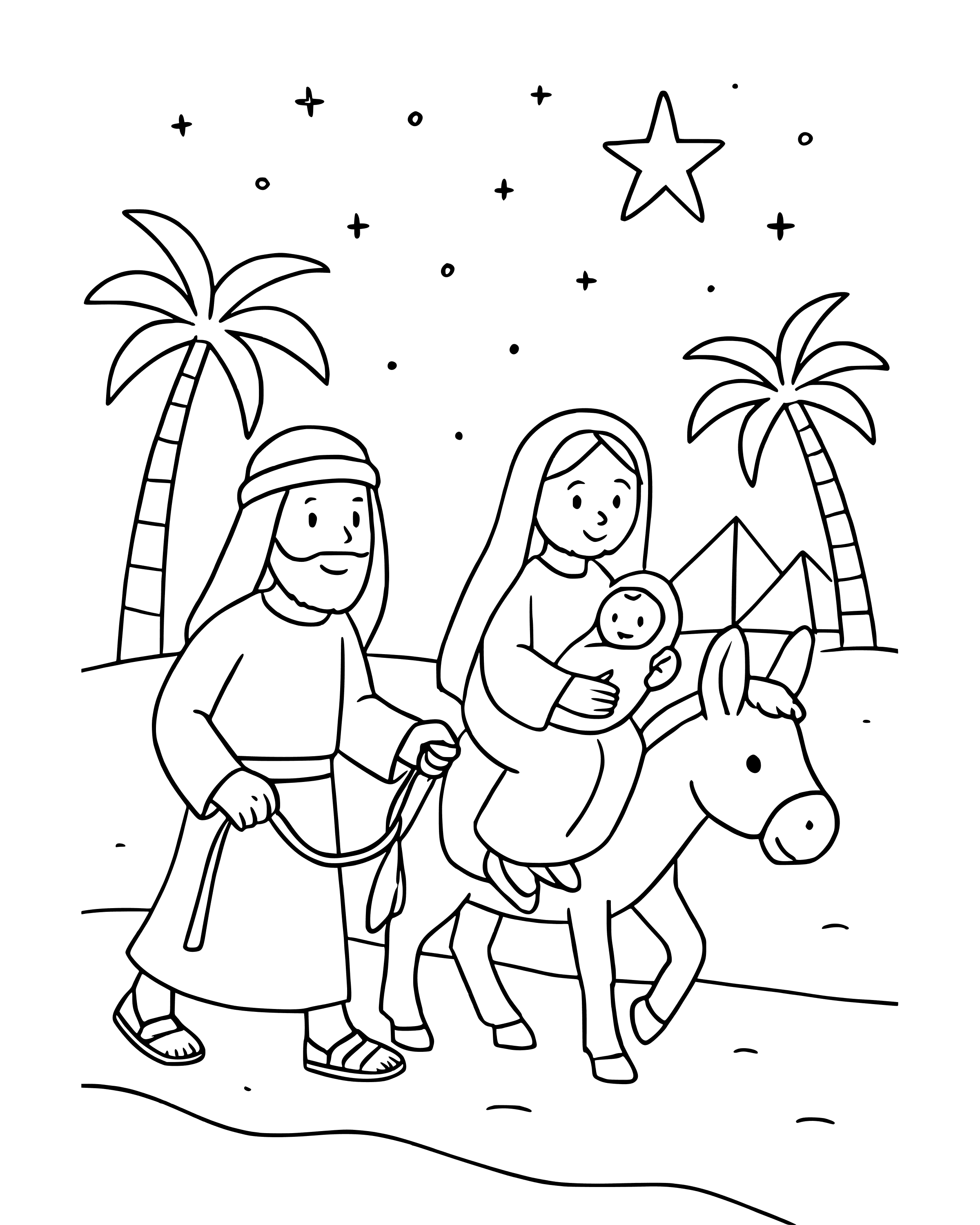 Simple The Escape to Egypt coloring page
