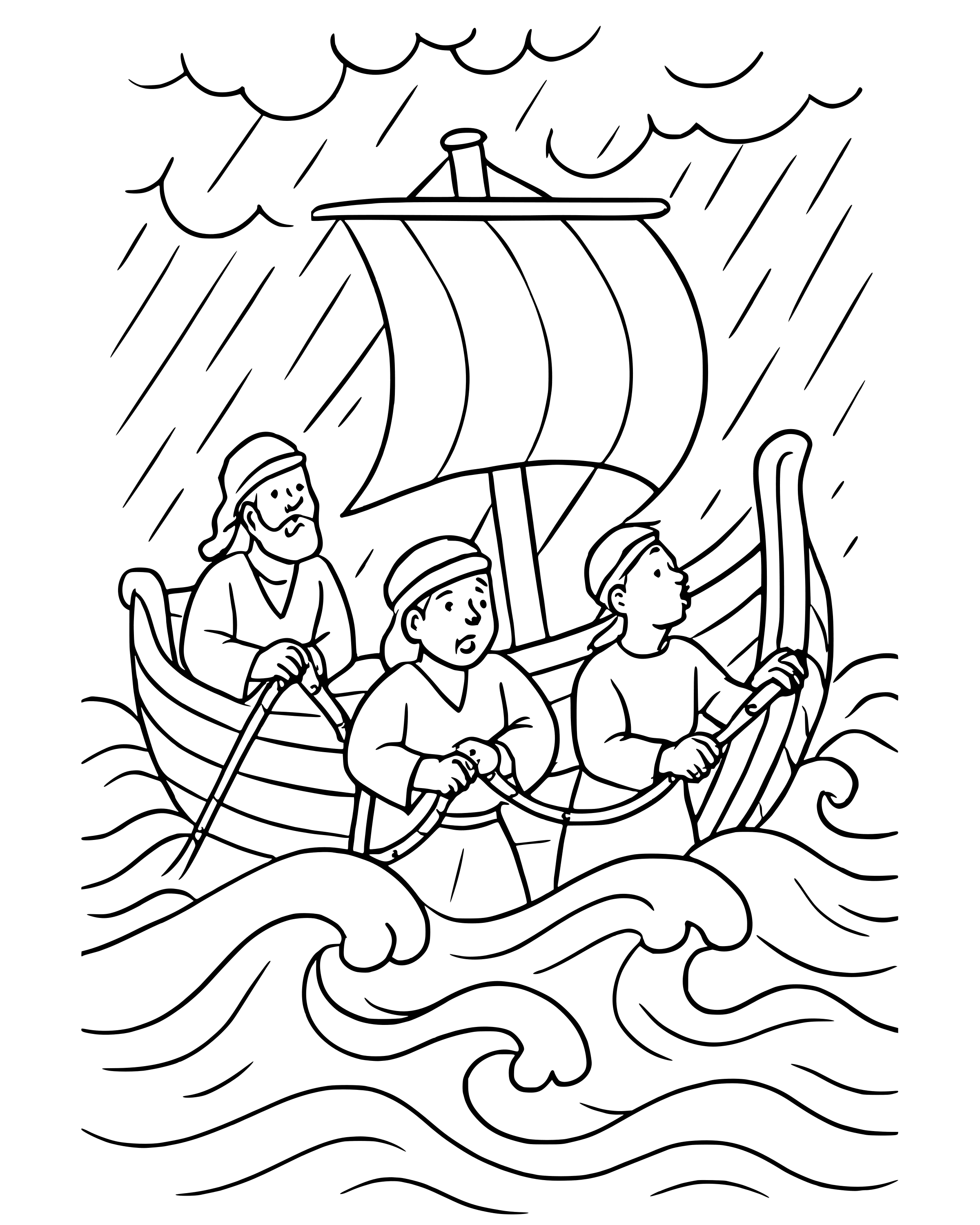 Simple The Storm at Sea coloring page