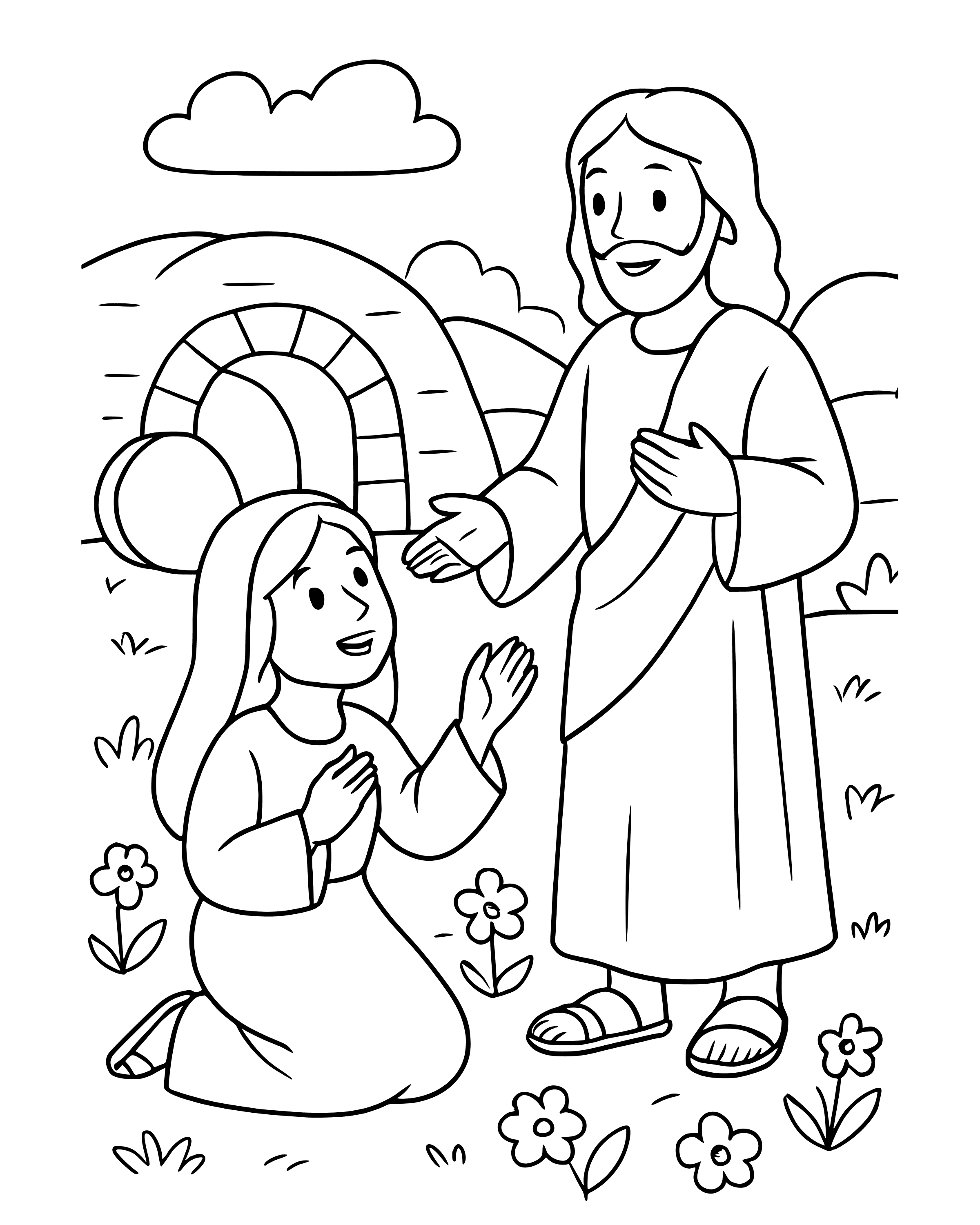 Simple Mary Magdalene Meets Jesus coloring page