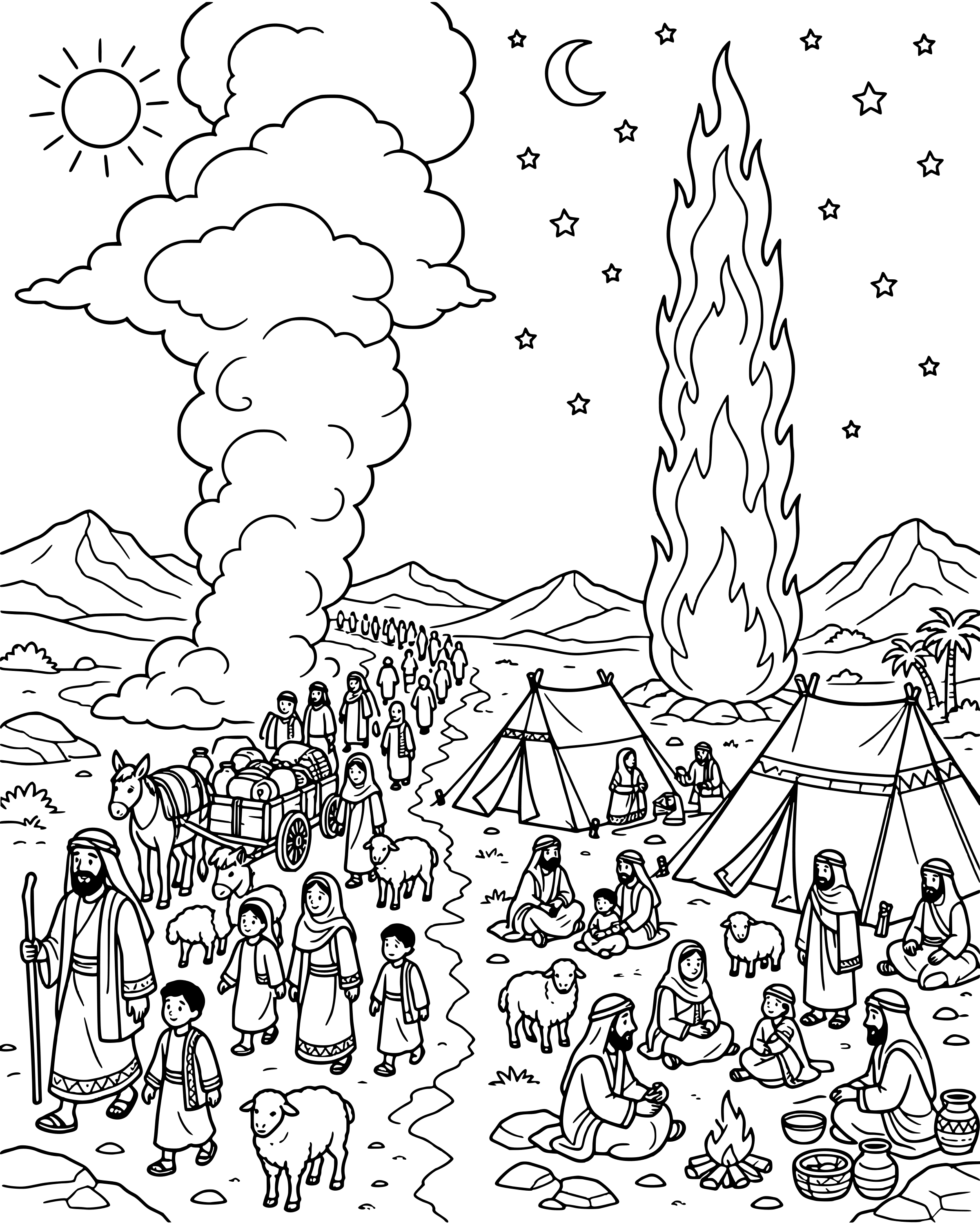 Detailed The Pillar of Cloud and Fire coloring page