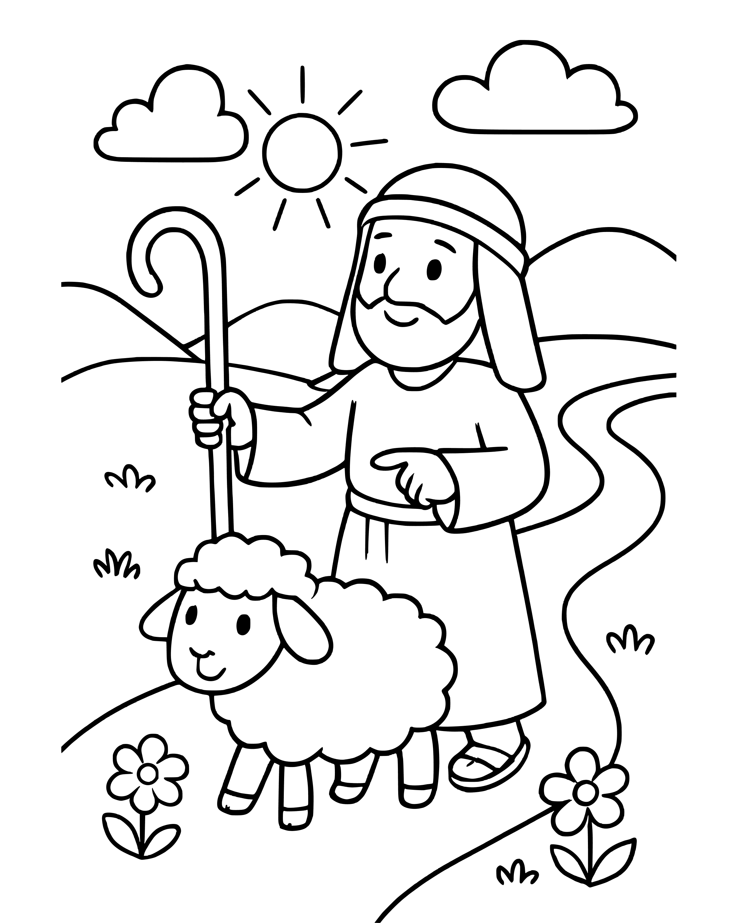 Simple He Guides Me on the Right Path coloring page