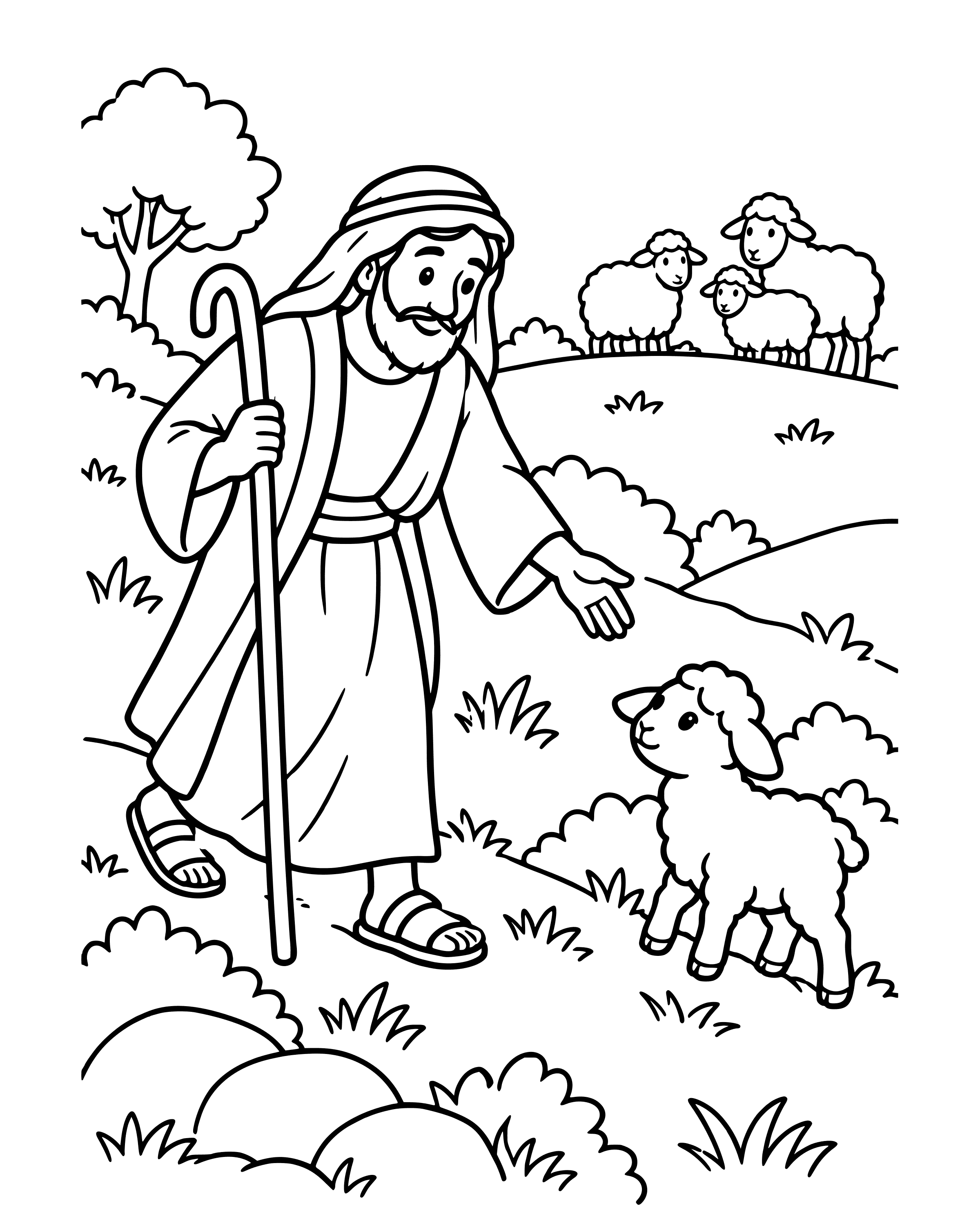 Simple The Shepherd Searches for the Lost Sheep coloring page