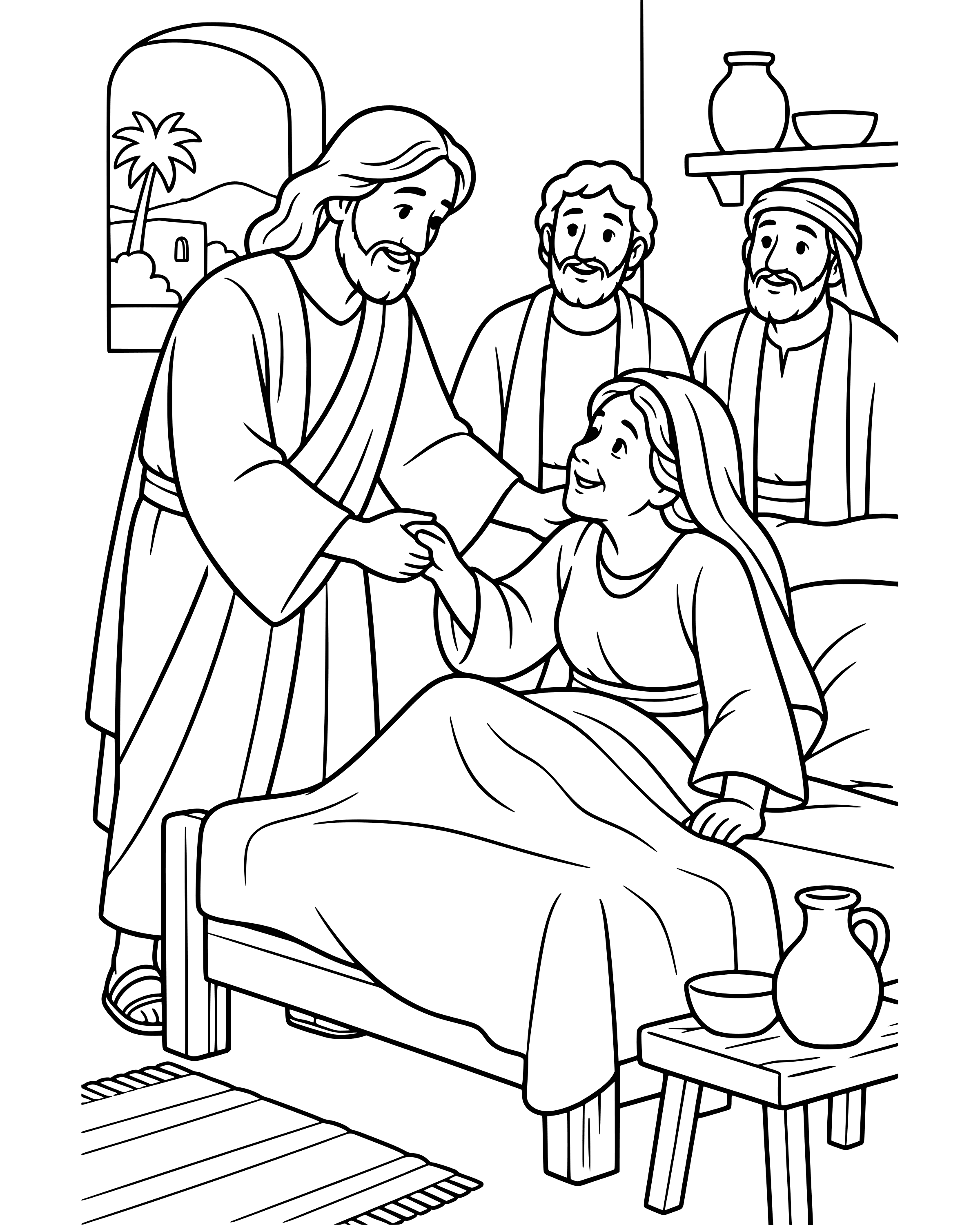 Simple Jesus Heals Peter's Mother-in-Law coloring page