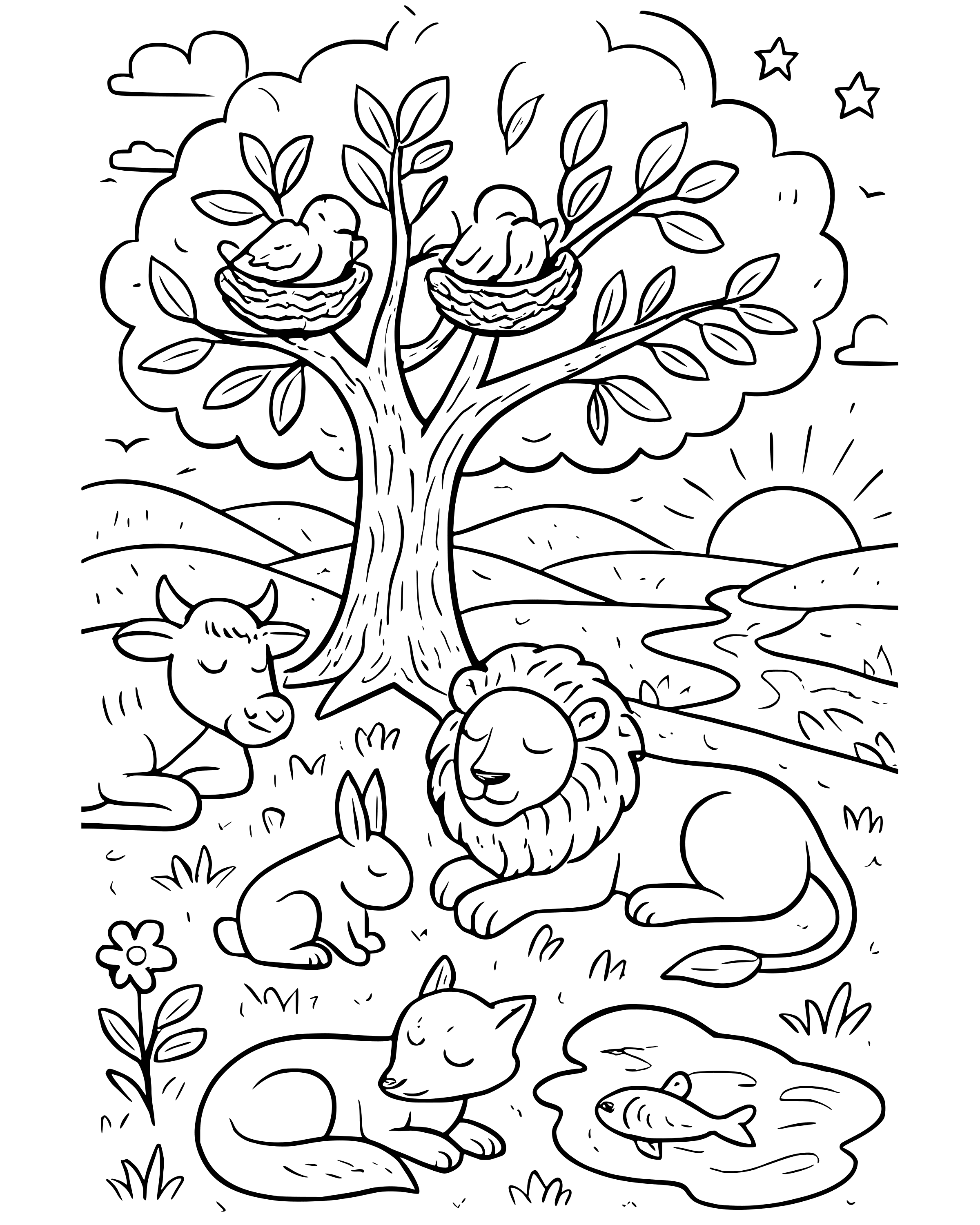 Detailed Day 7: God Rests coloring page