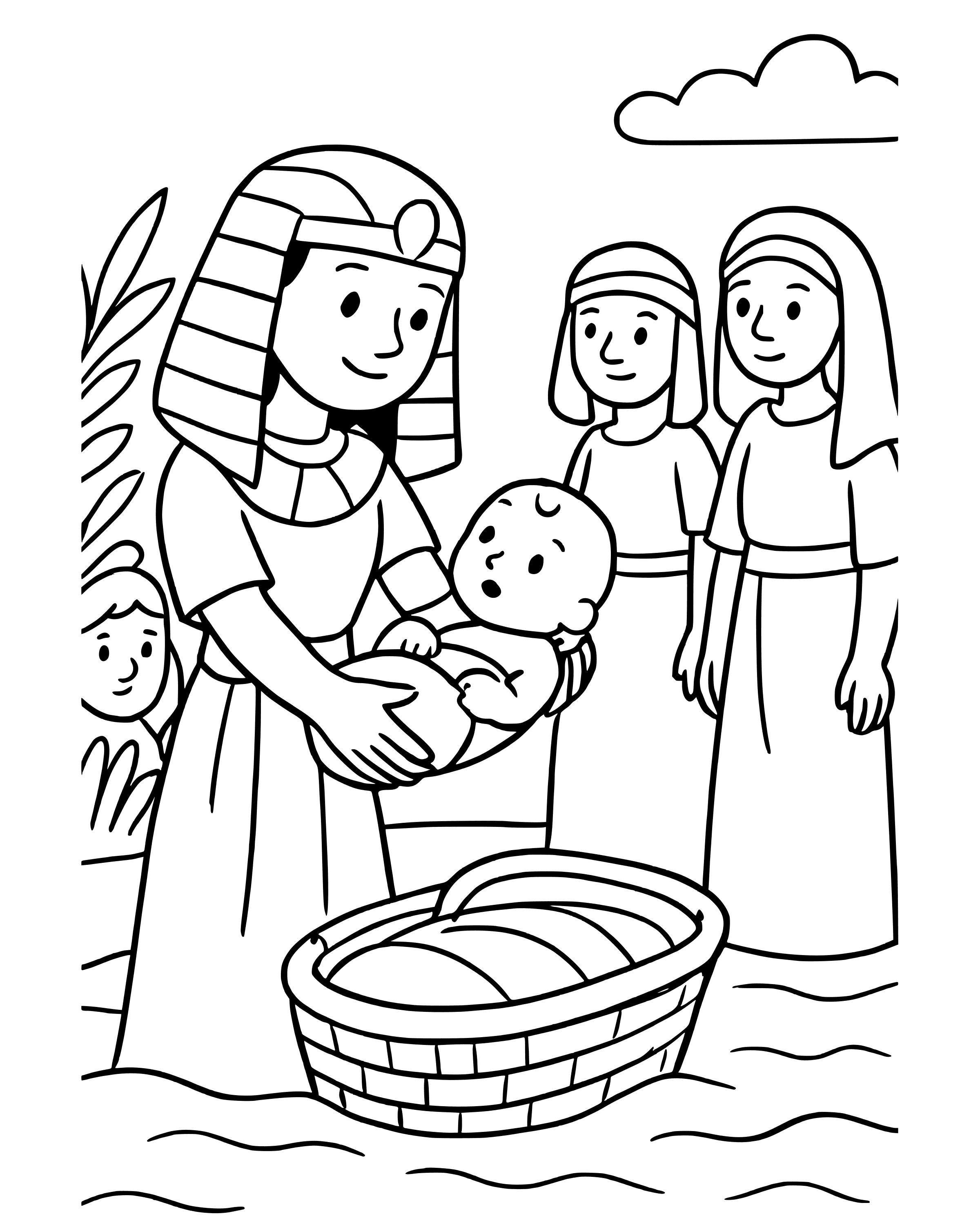 Simple The Princess Finds Baby Moses coloring page
