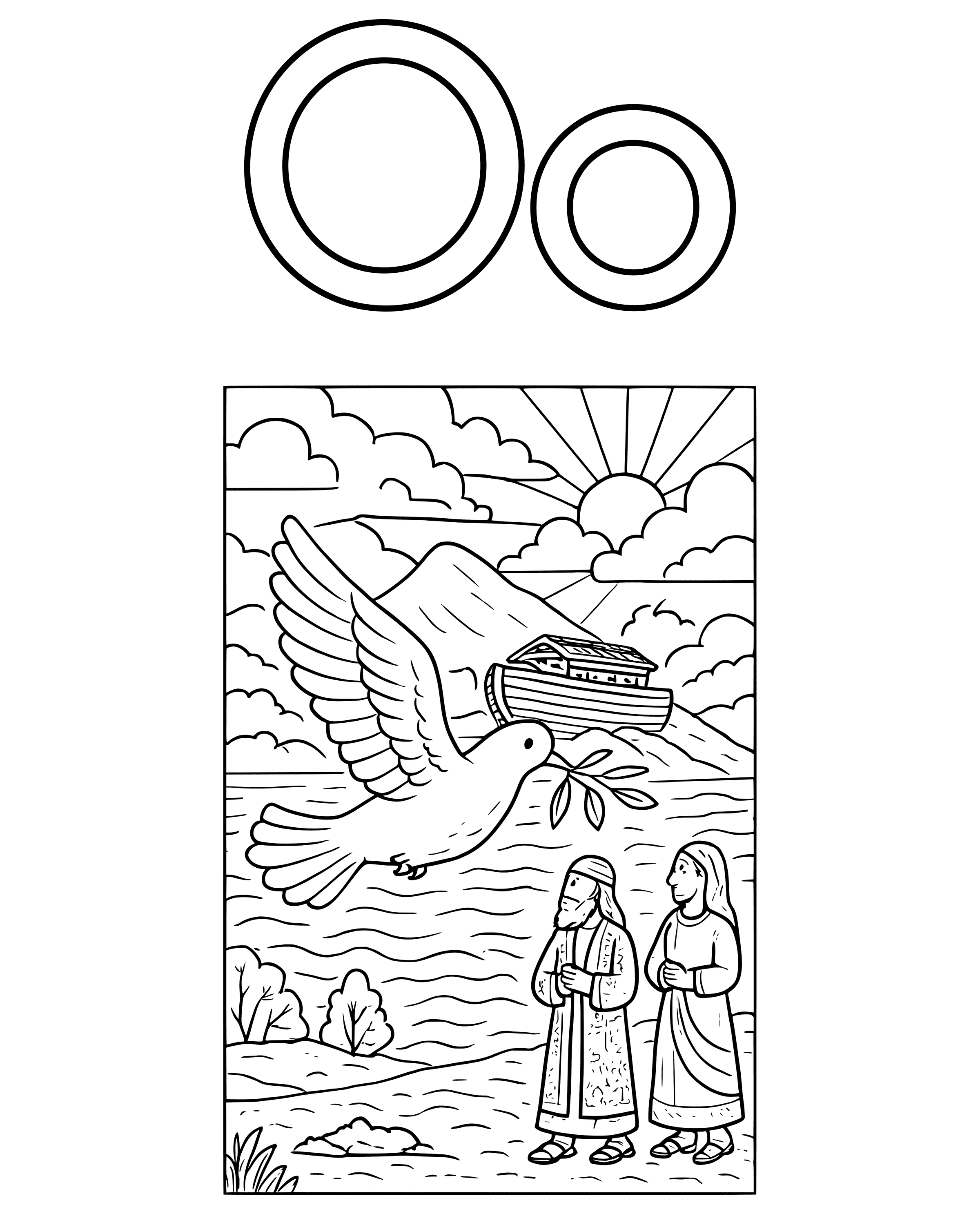 O Is for Olive Branch – detailed printable coloring page for ages 8–12