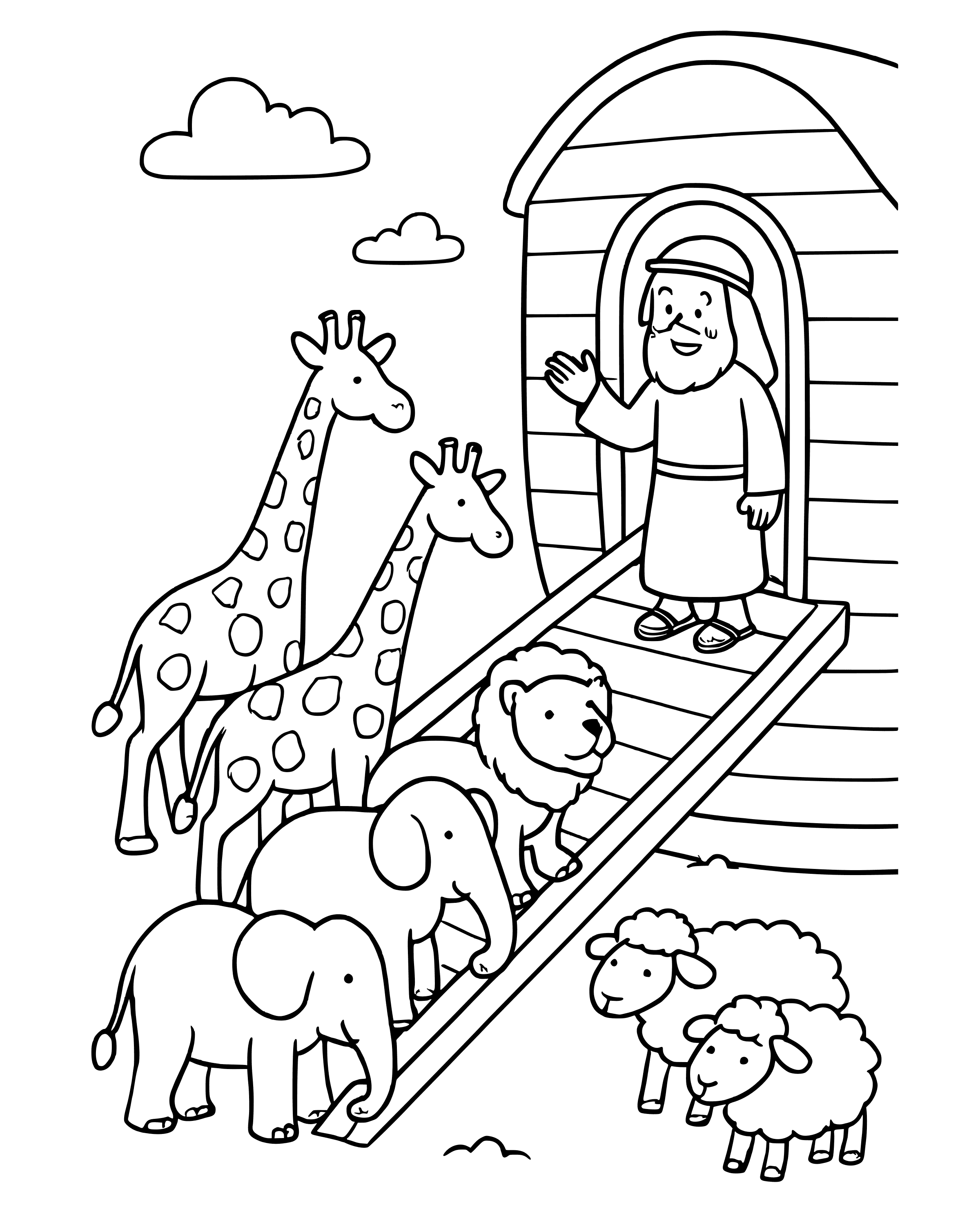 Simple The Animals Go into the Ark coloring page