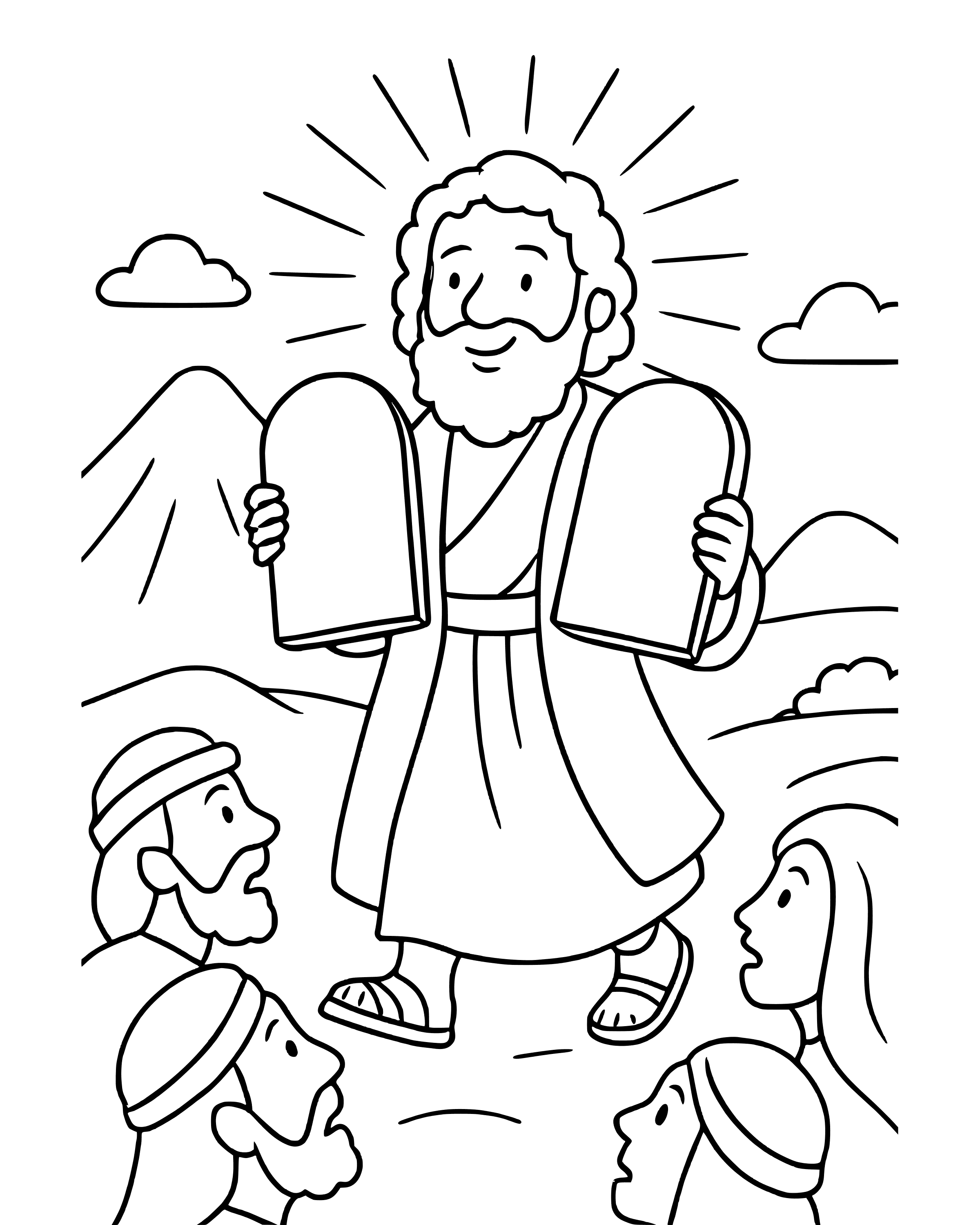 Simple Moses' Shining Face coloring page