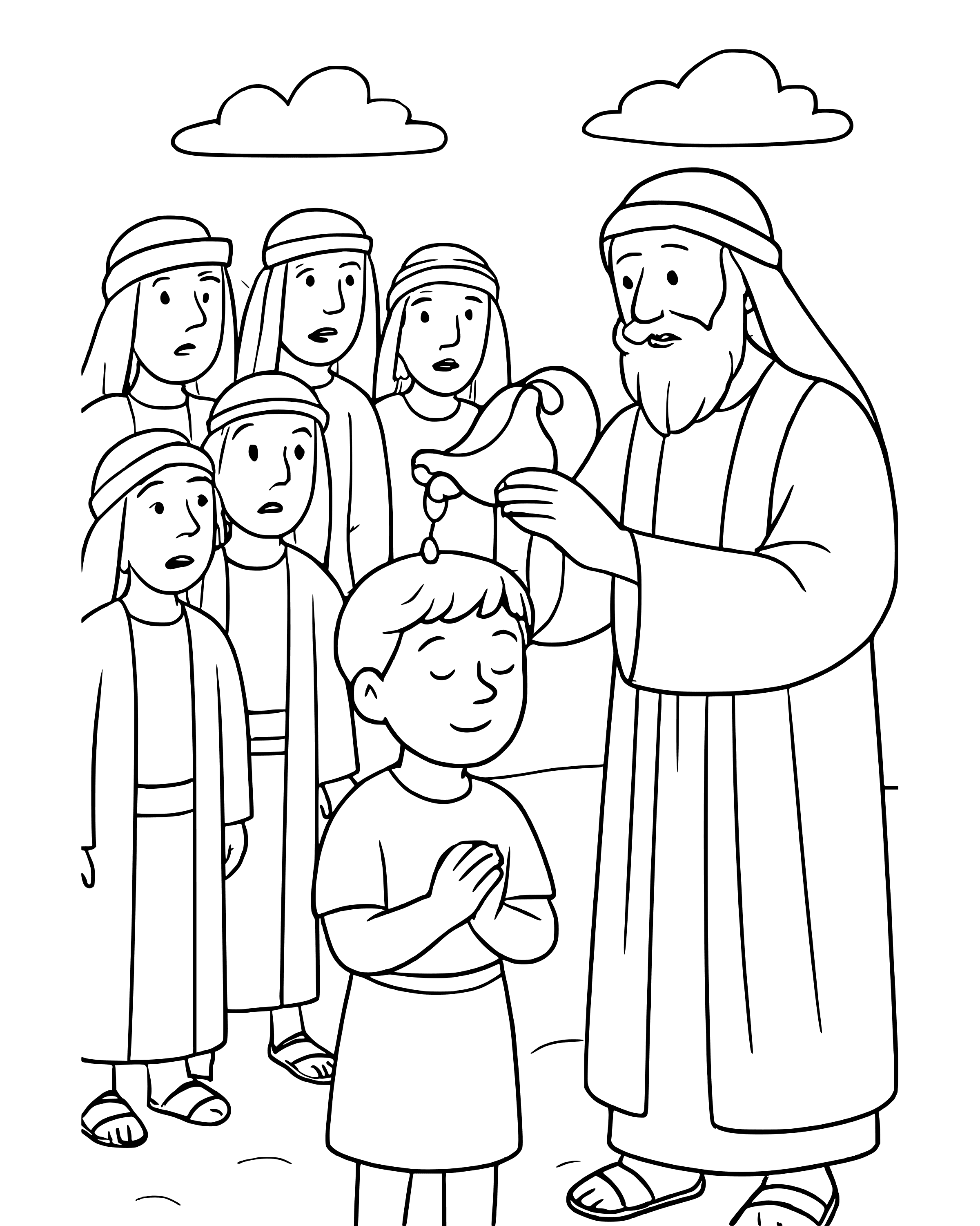 Simple Samuel Anoints David coloring page
