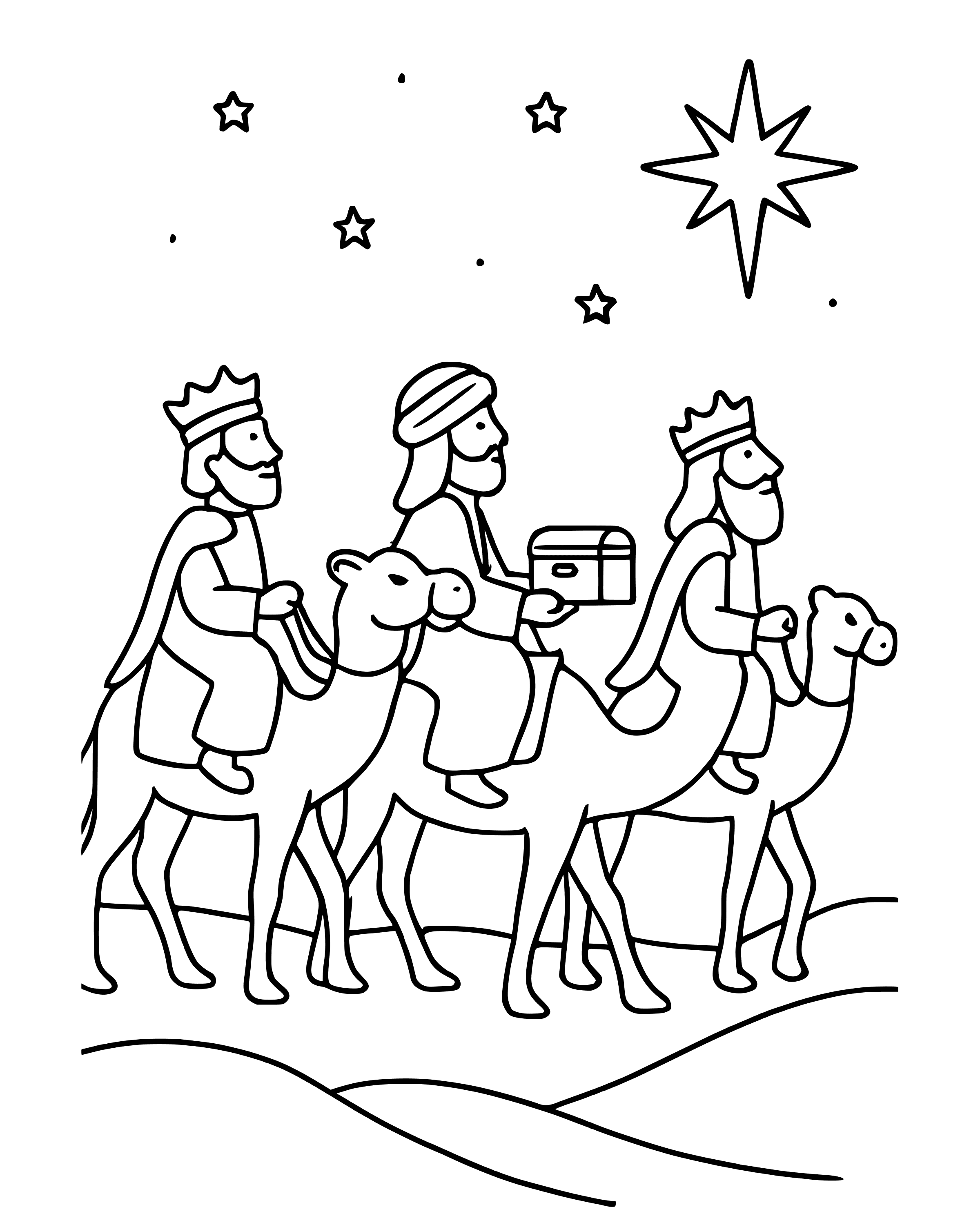 Simple The Wise Men Ride Their Camels coloring page