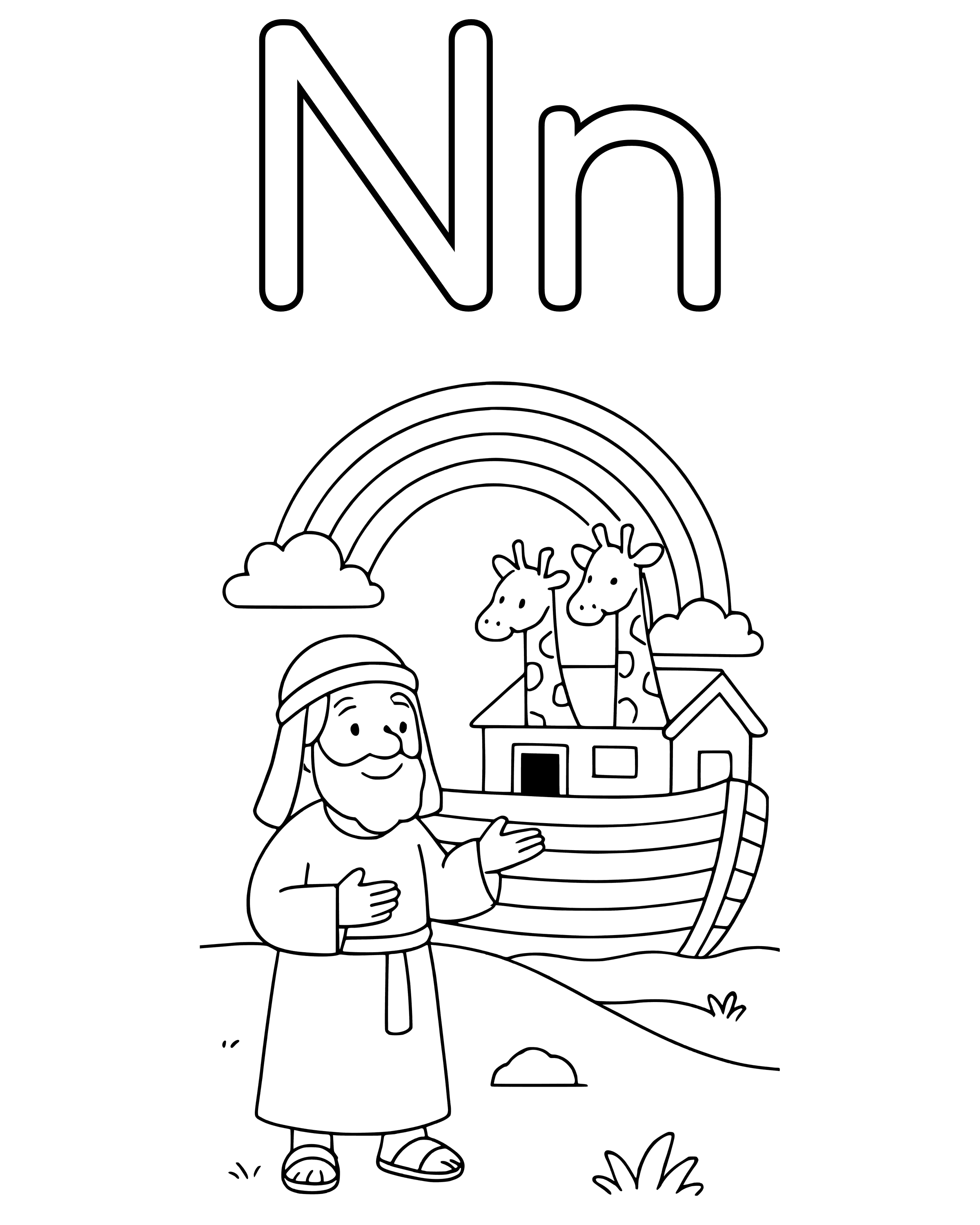 Simple N Is for Noah coloring page
