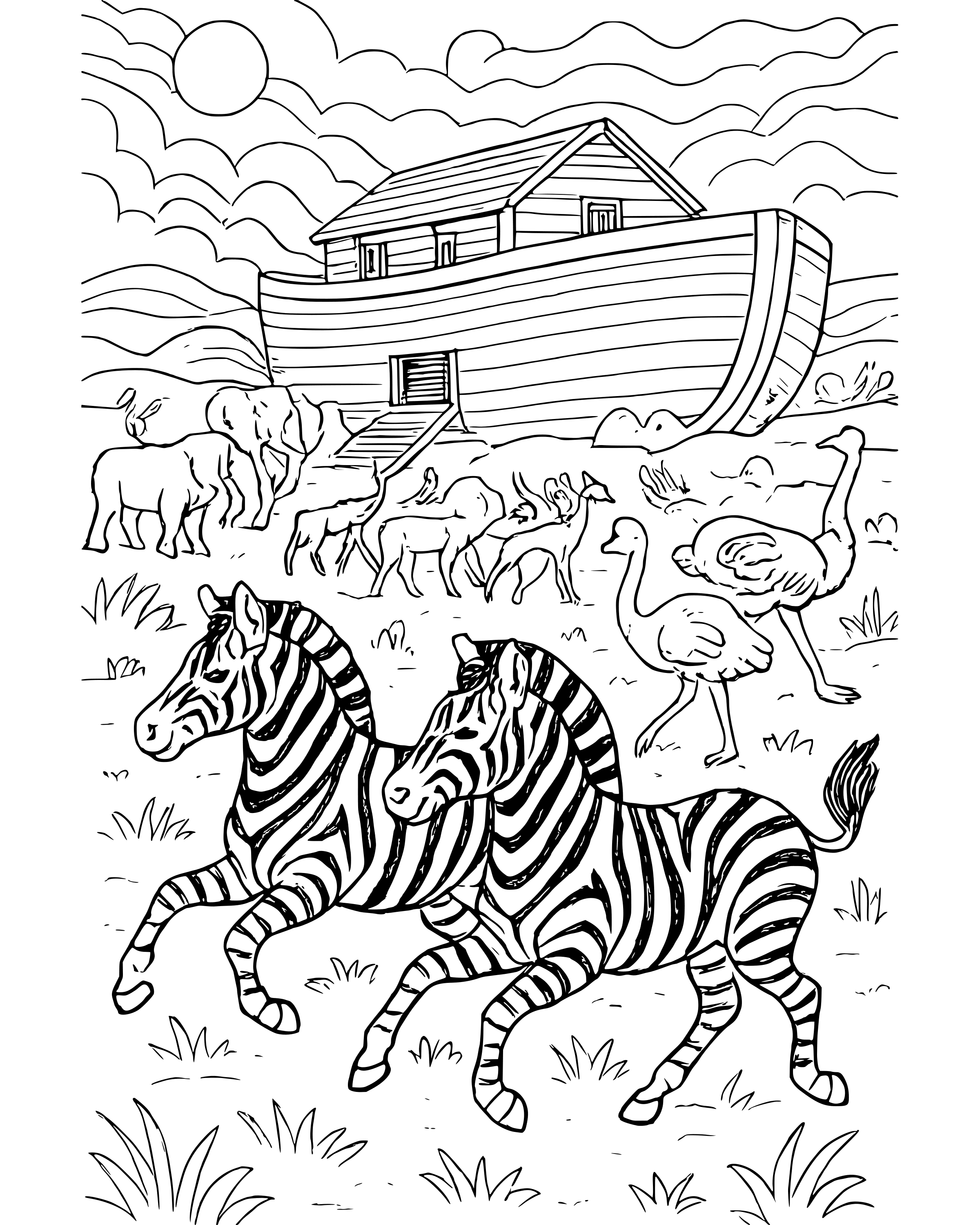 Two by Two: Zebras – detailed printable coloring page for ages 8–12
