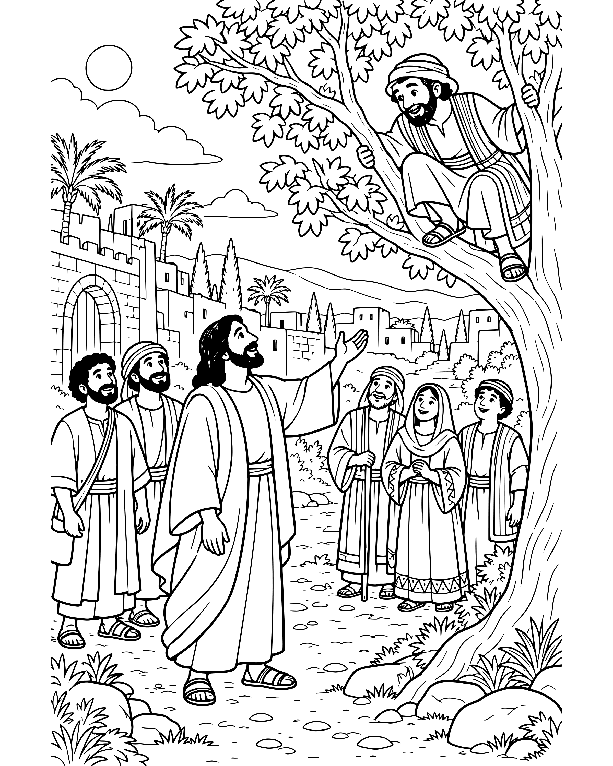 Detailed Zacchaeus, Come Down! coloring page
