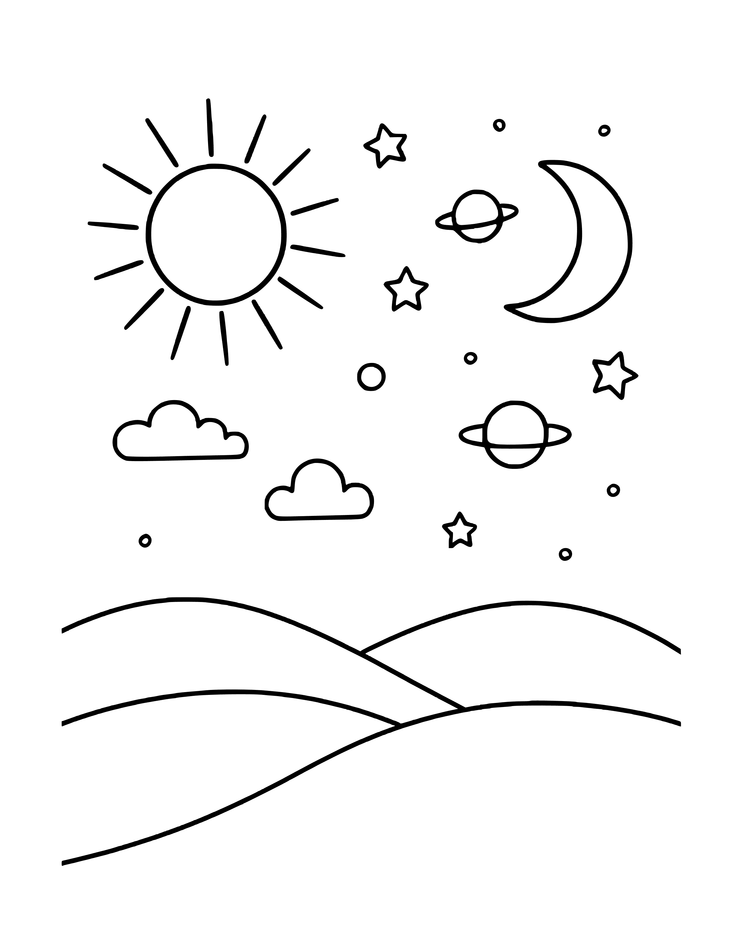 Simple Day 4: Sun, Moon and Stars coloring page