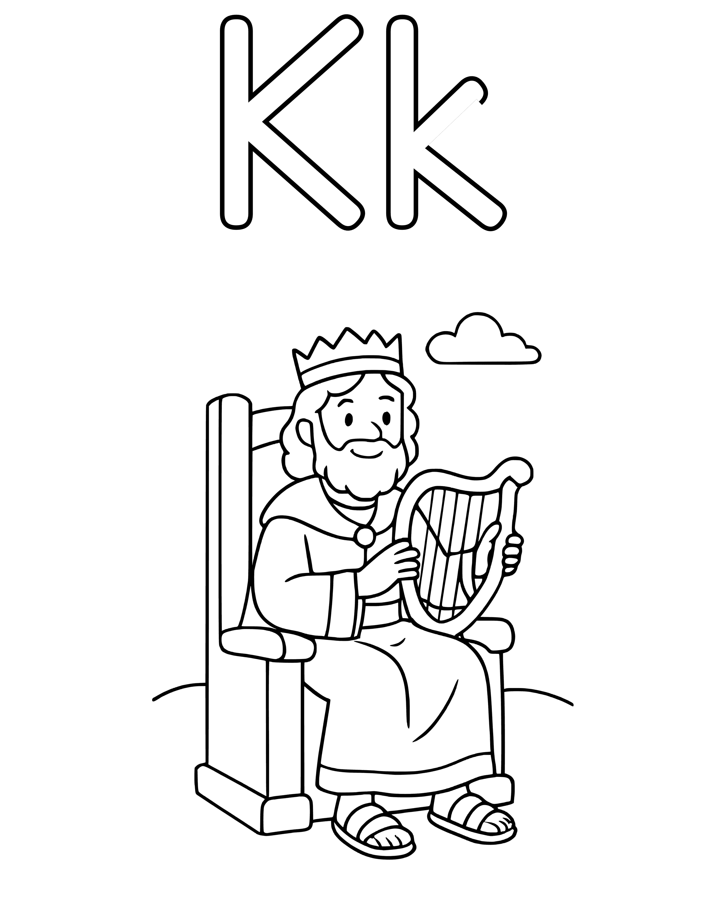 Simple K Is for King David coloring page