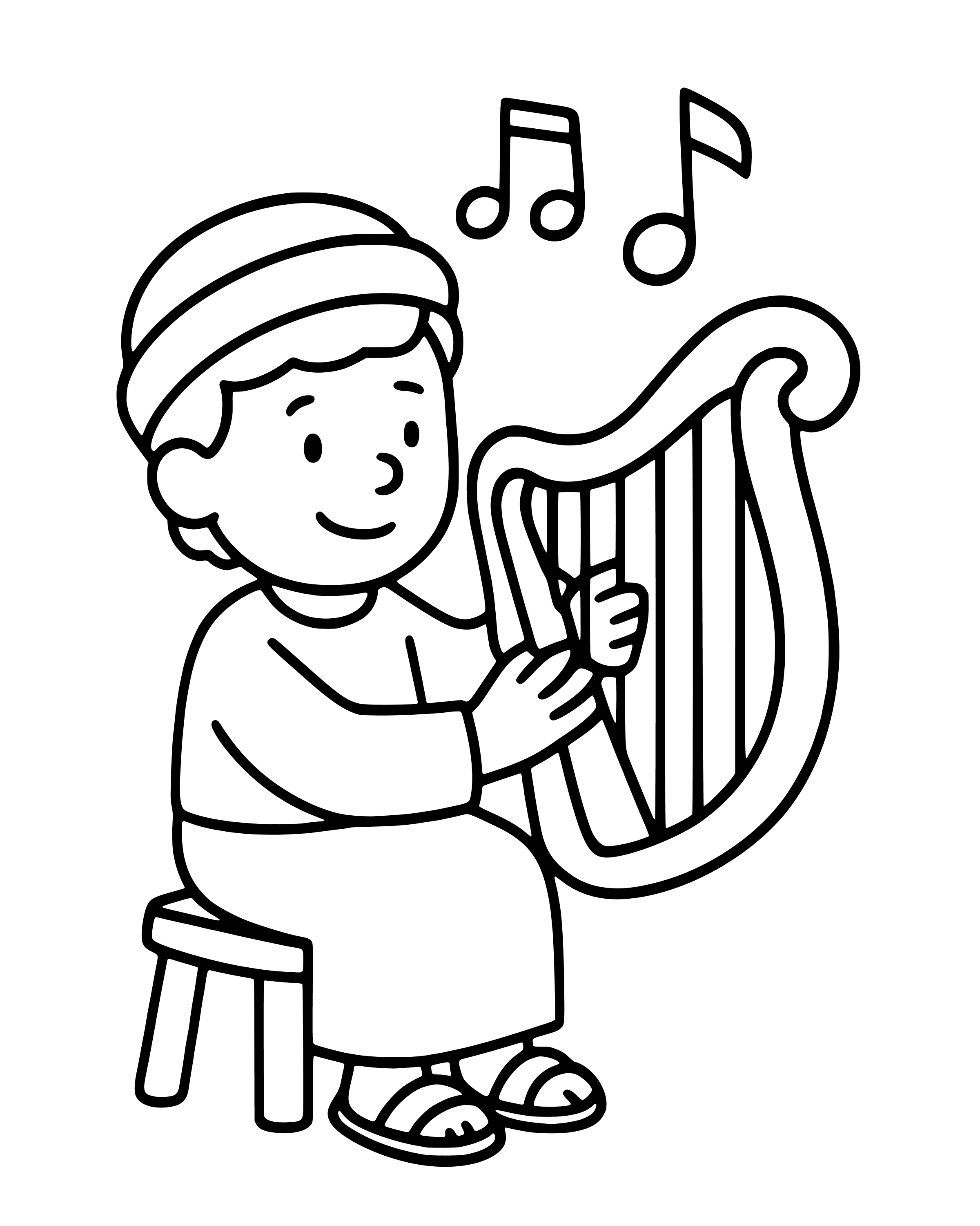 Easy David Plays the Harp coloring page