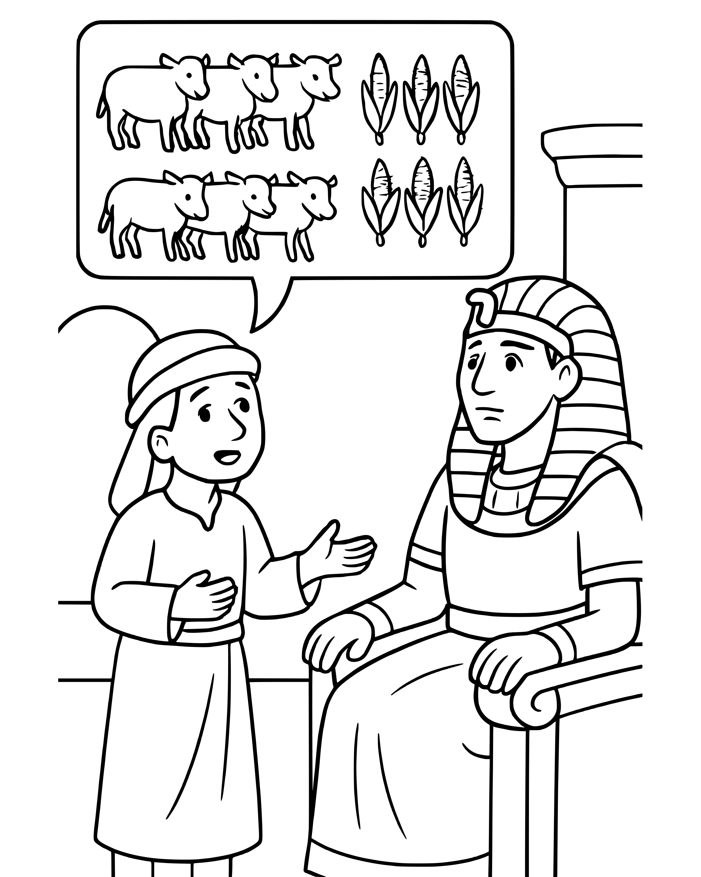 Simple Joseph Explains Pharaoh's Dreams coloring page