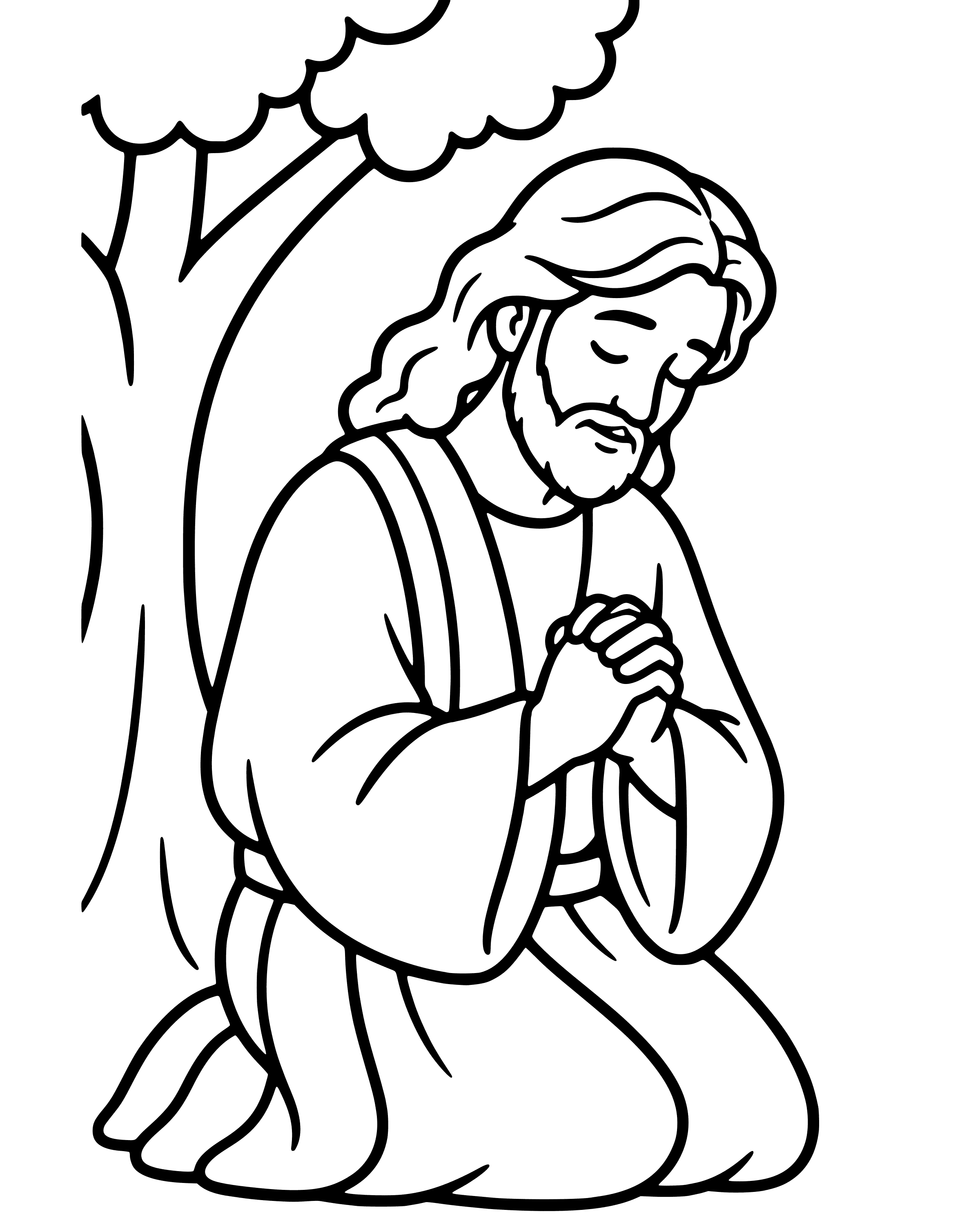 Easy Jesus Prays Early in the Morning coloring page