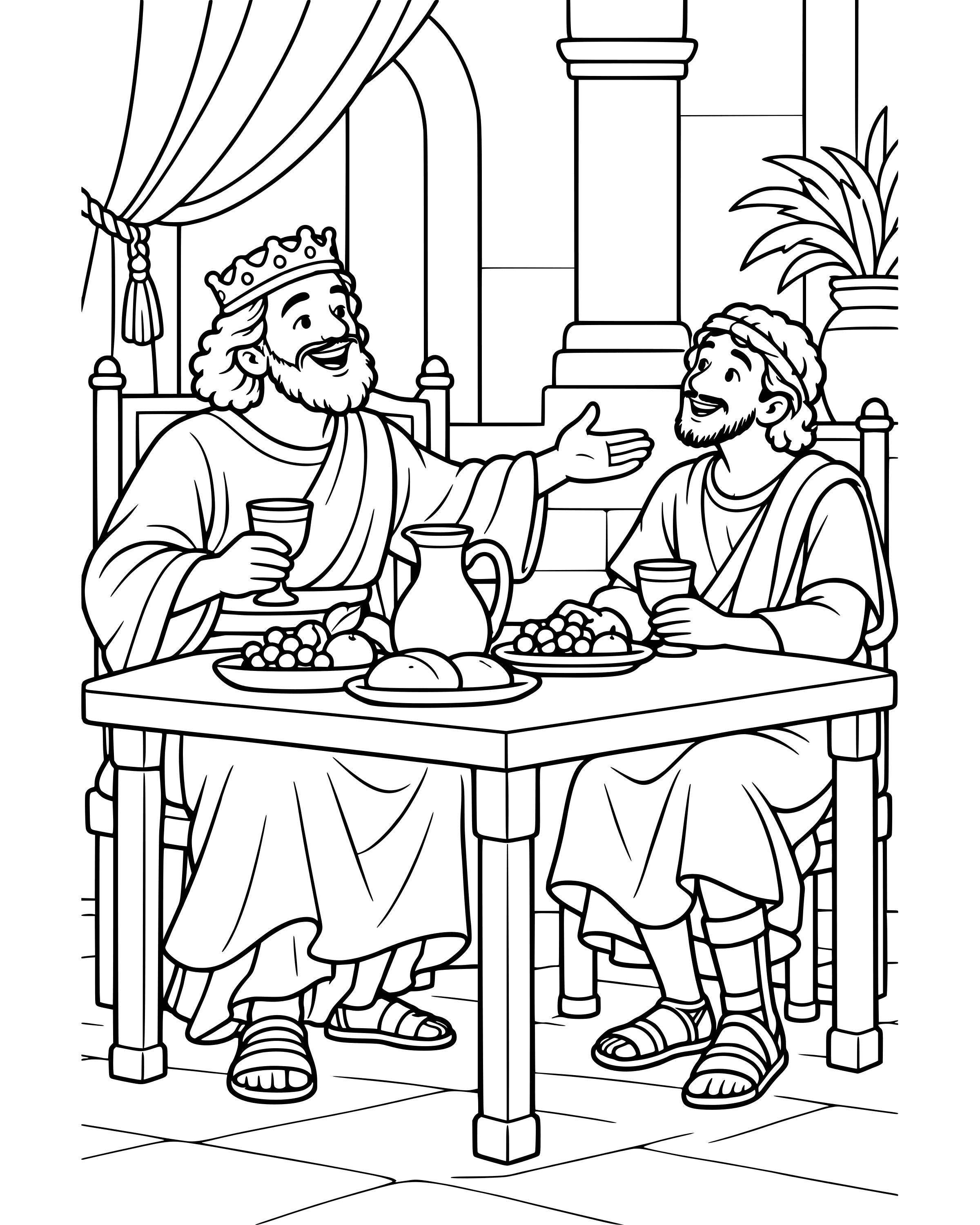 Simple David Is Kind to Mephibosheth coloring page