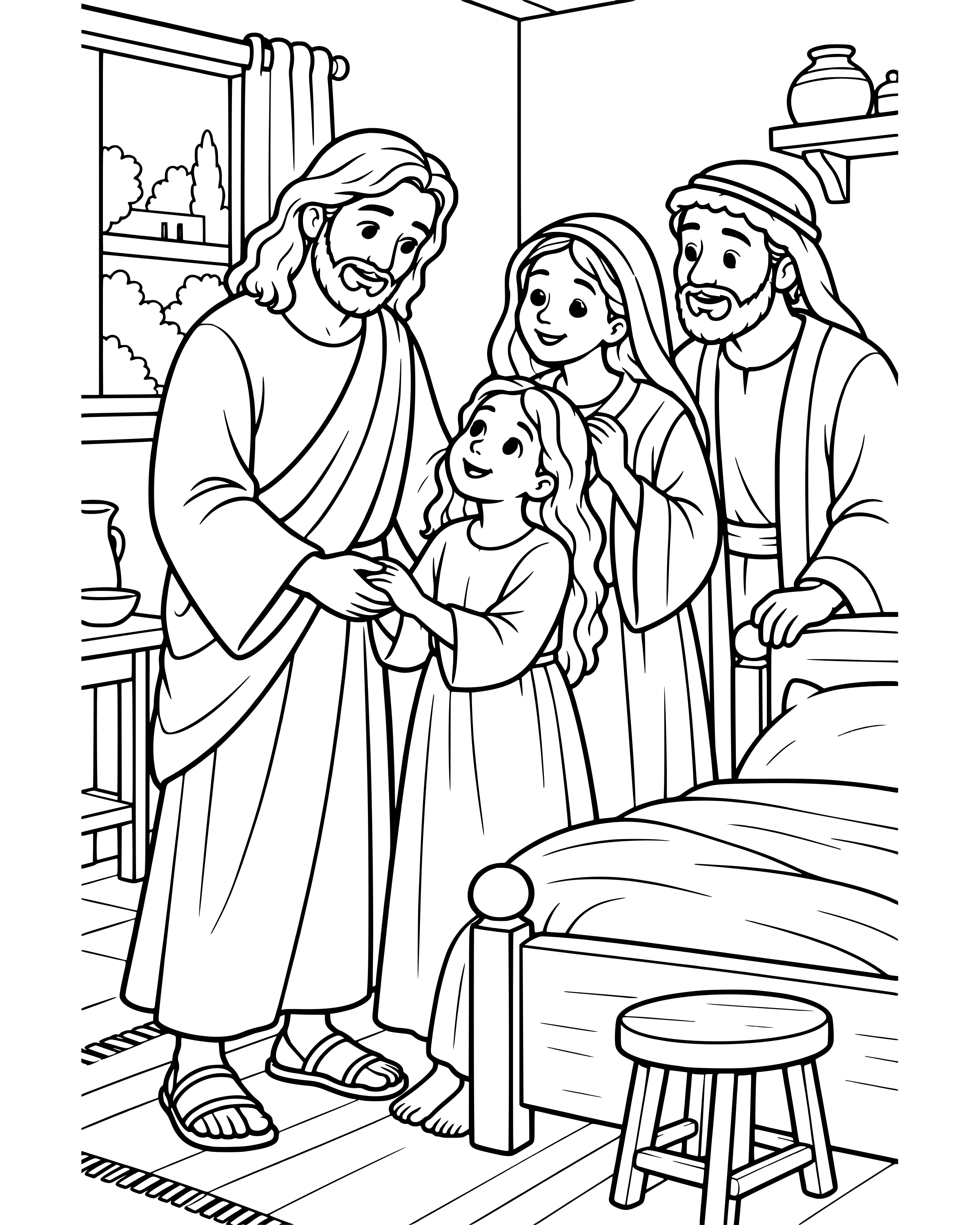 Detailed Little Girl, Get Up! coloring page