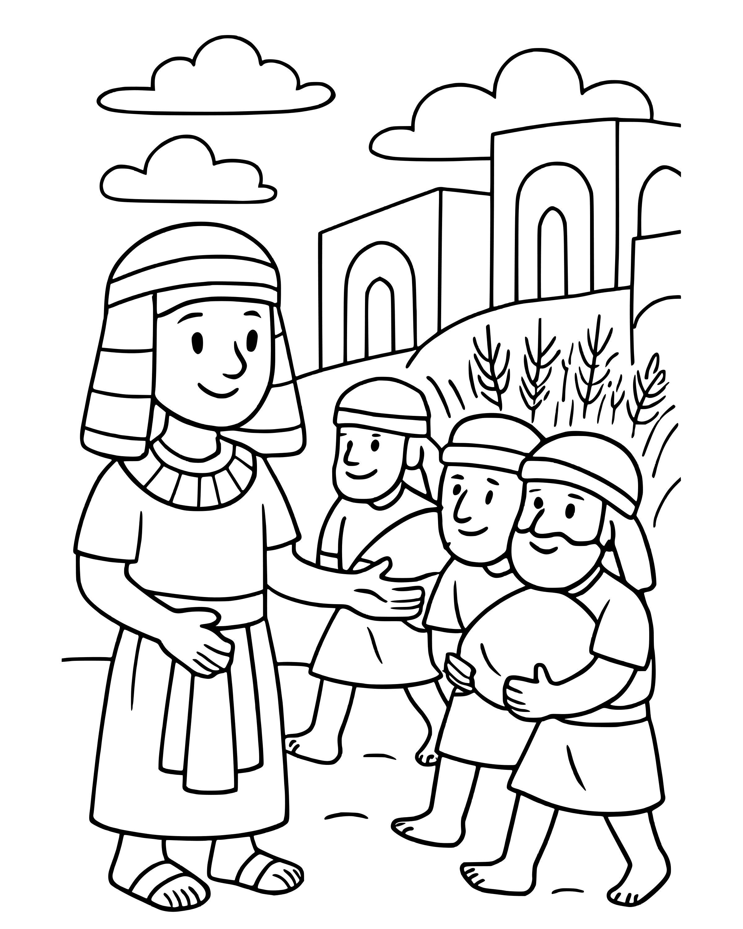 Simple Joseph Stores the Grain coloring page