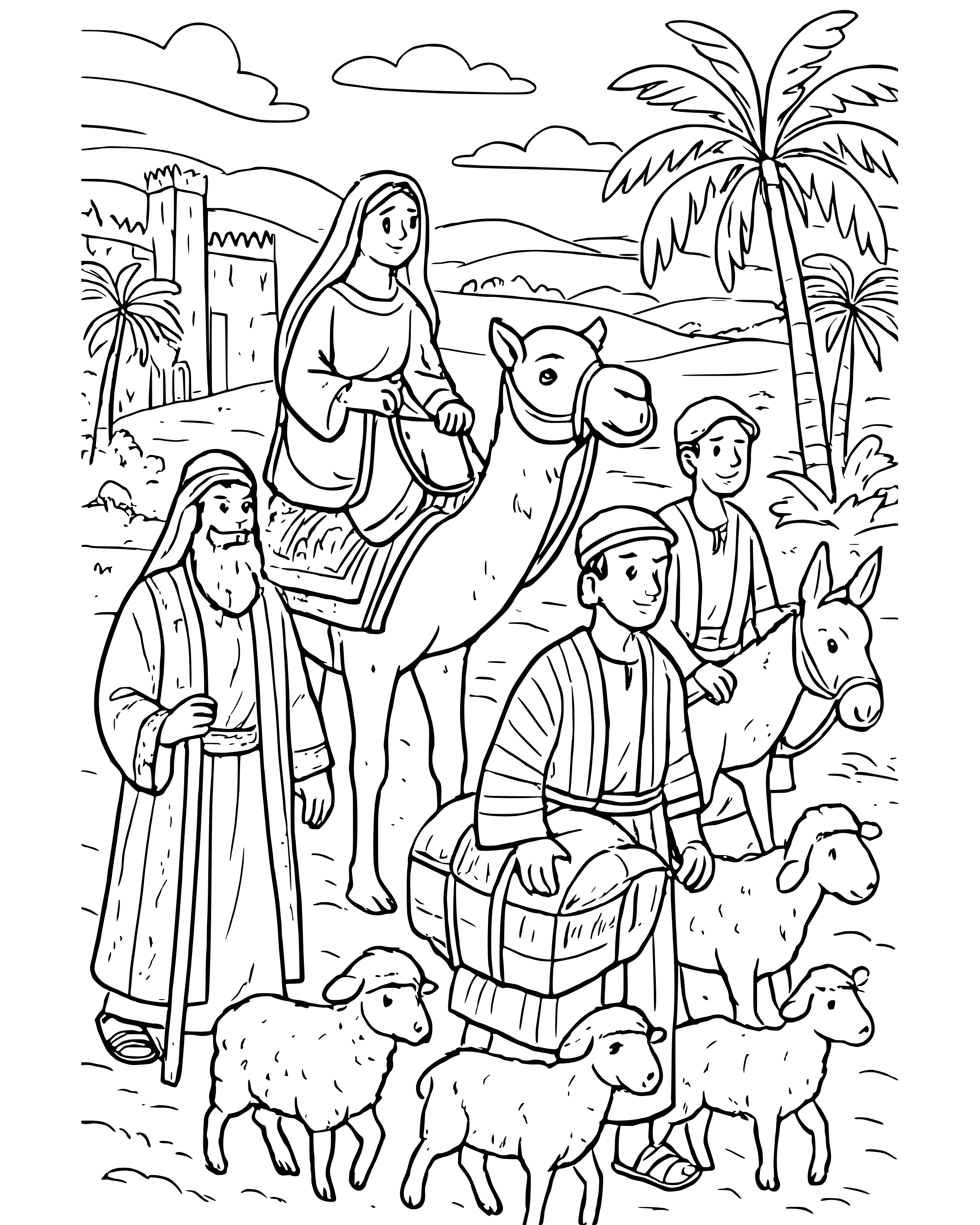 Detailed Abraham Leaves Home coloring page