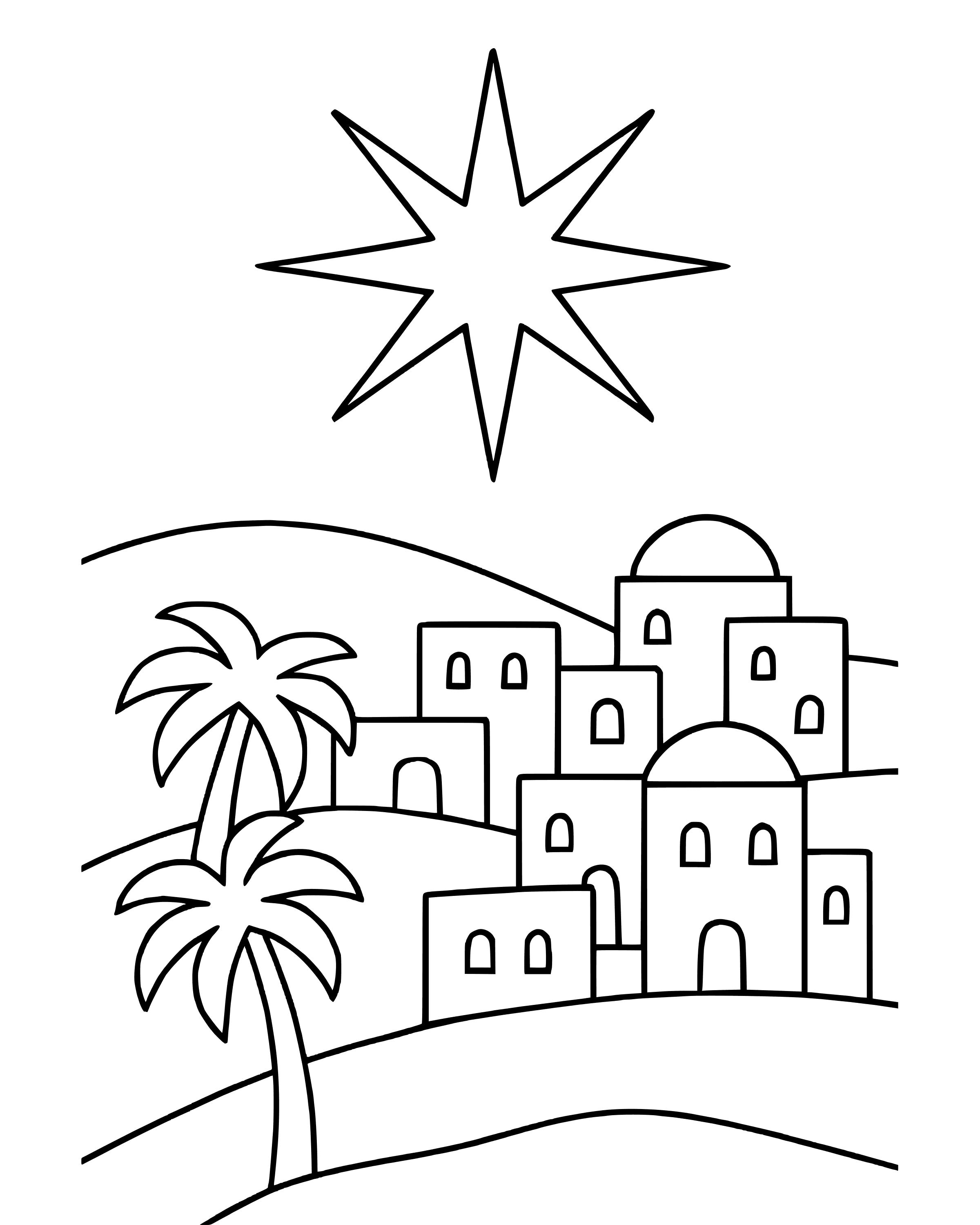 Simple The Star over Bethlehem coloring page