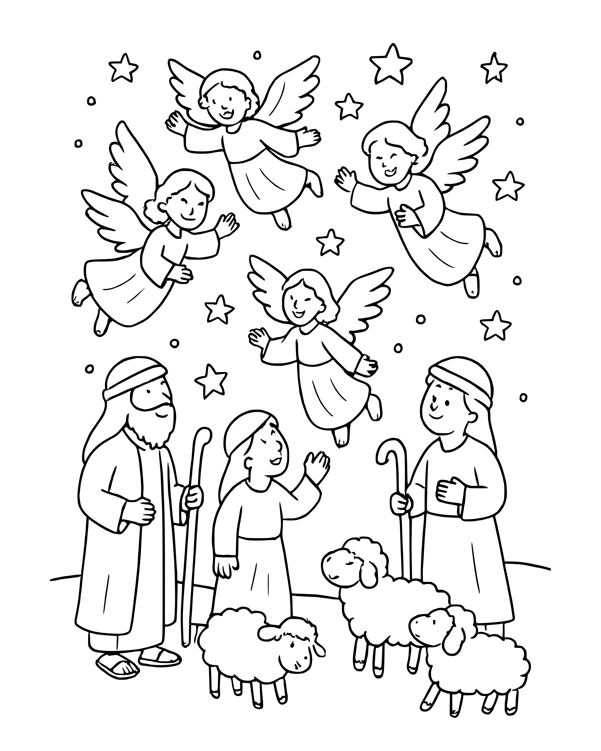 Simple Glory to God: The Angel Choir coloring page