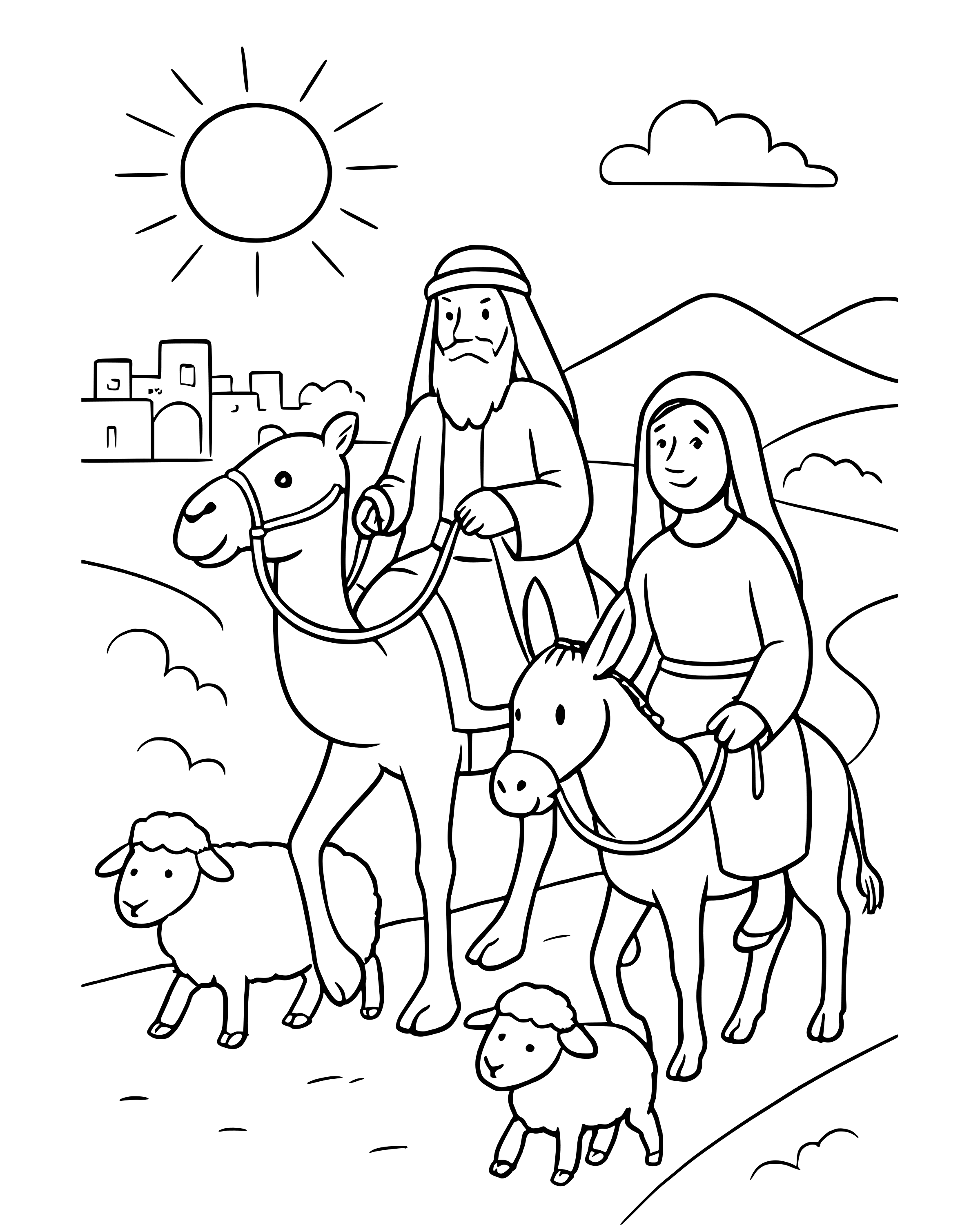 Simple Abraham Leaves Home coloring page