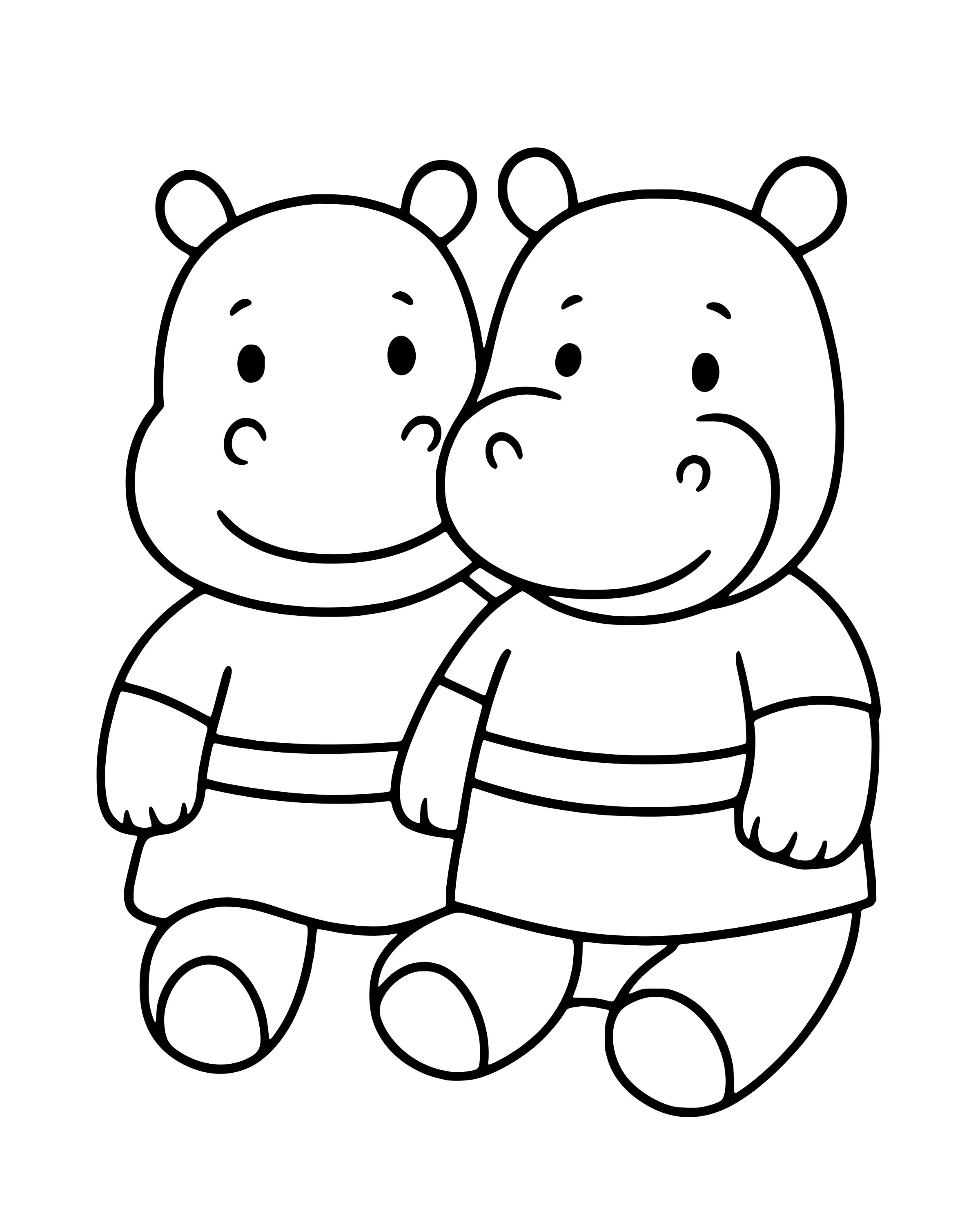 Easy Two by Two: Hippos coloring page