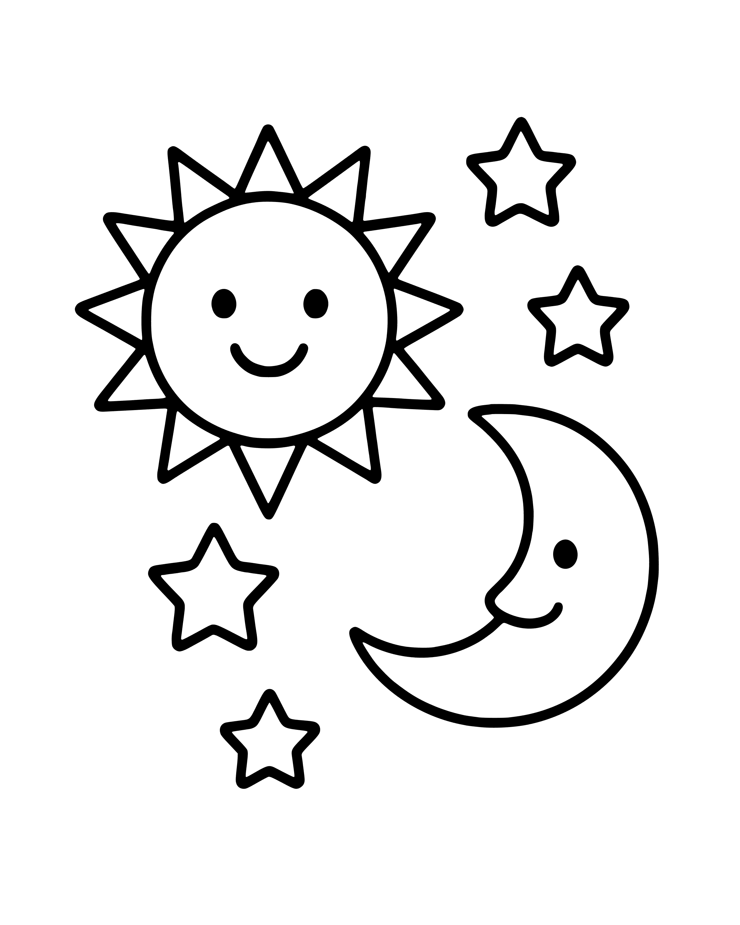 Easy Day 4: Sun, Moon and Stars coloring page