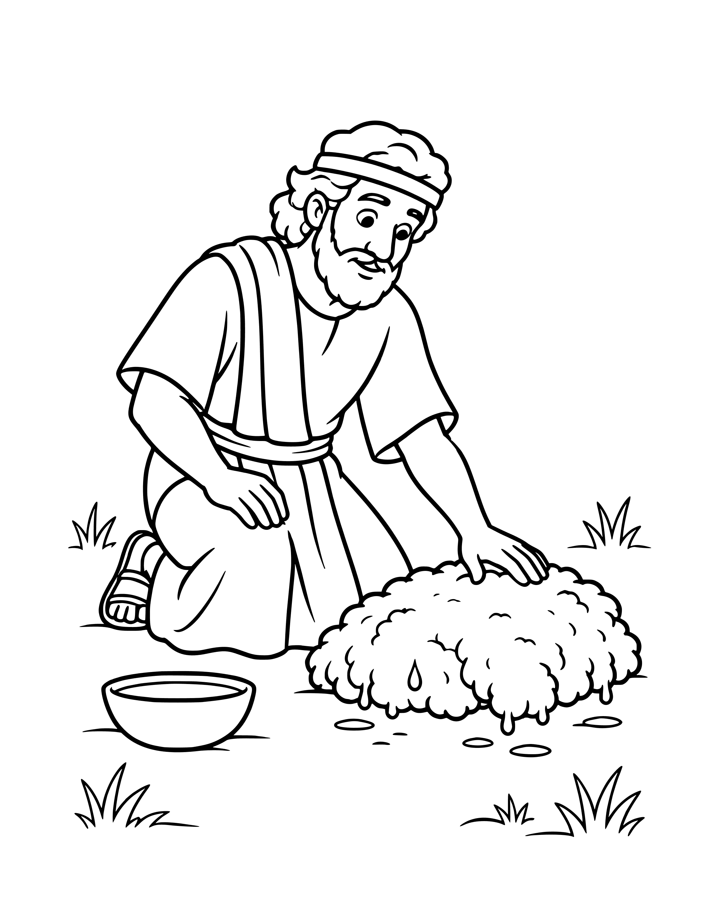 Simple Gideon's Fleece coloring page