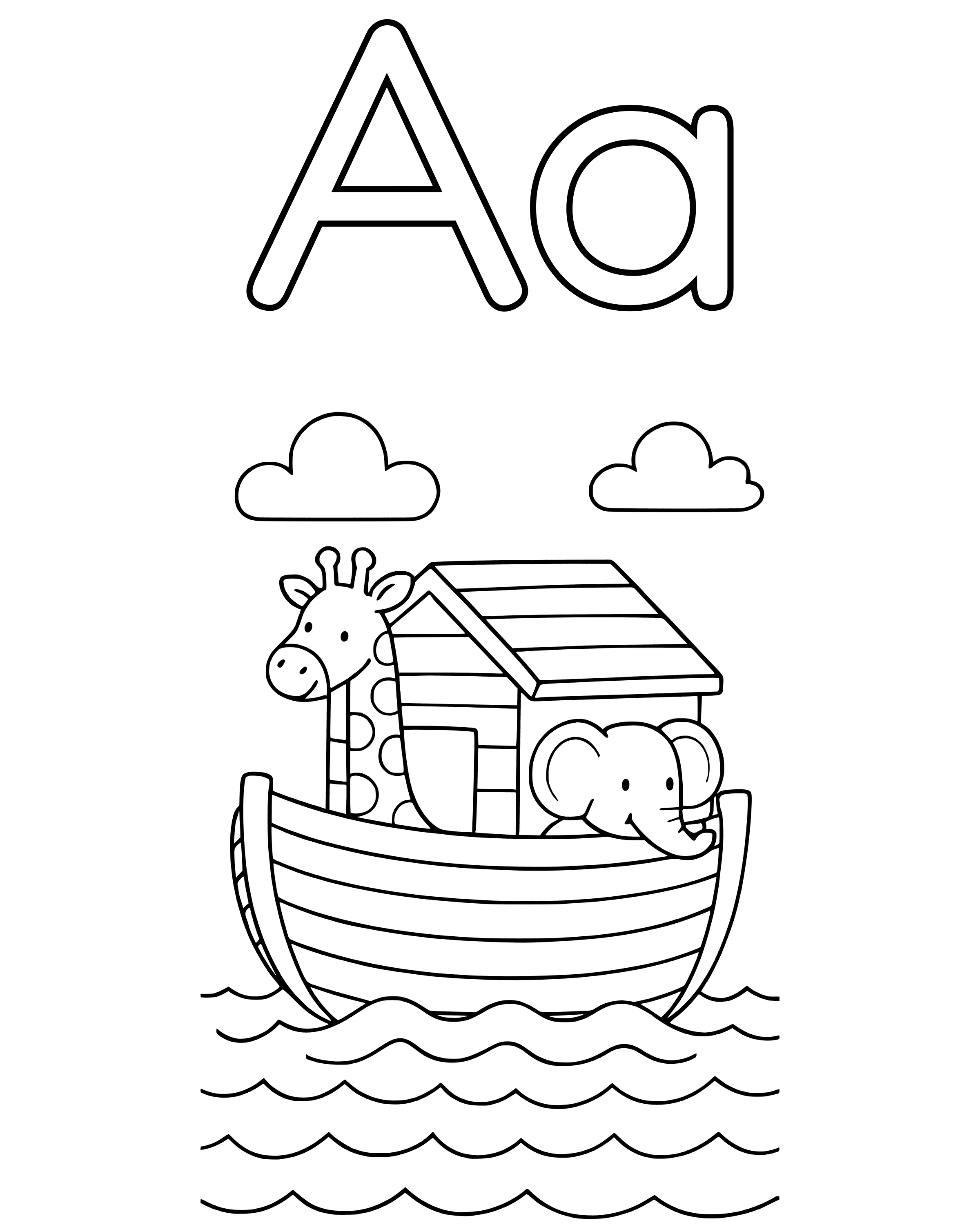Simple A Is for Ark coloring page