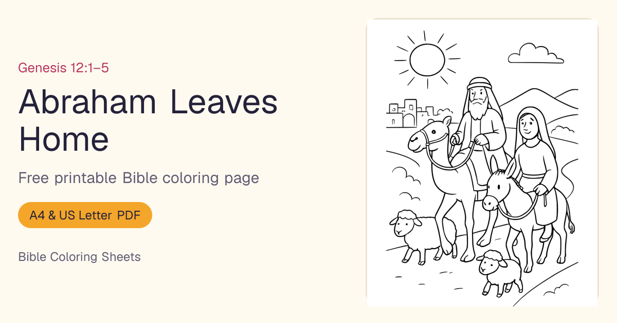 Abraham Leaves Home Coloring Page: Free Printable PDF | Bible Coloring ...