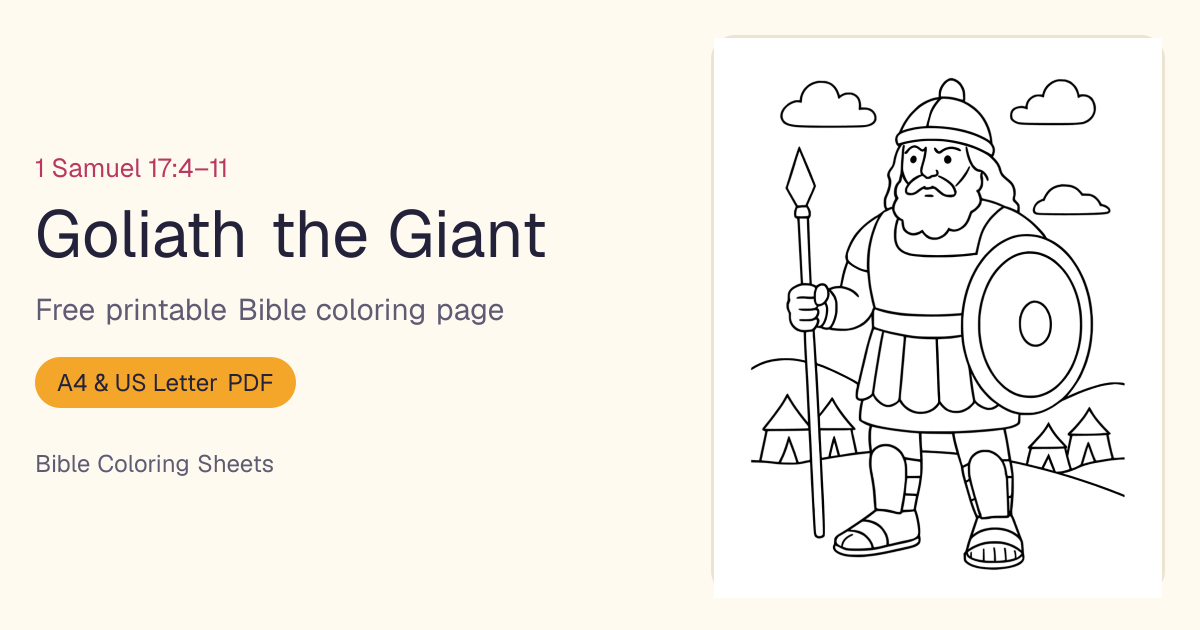 David and Goliath Coloring Pages: Free Printable | Bible Coloring Sheets